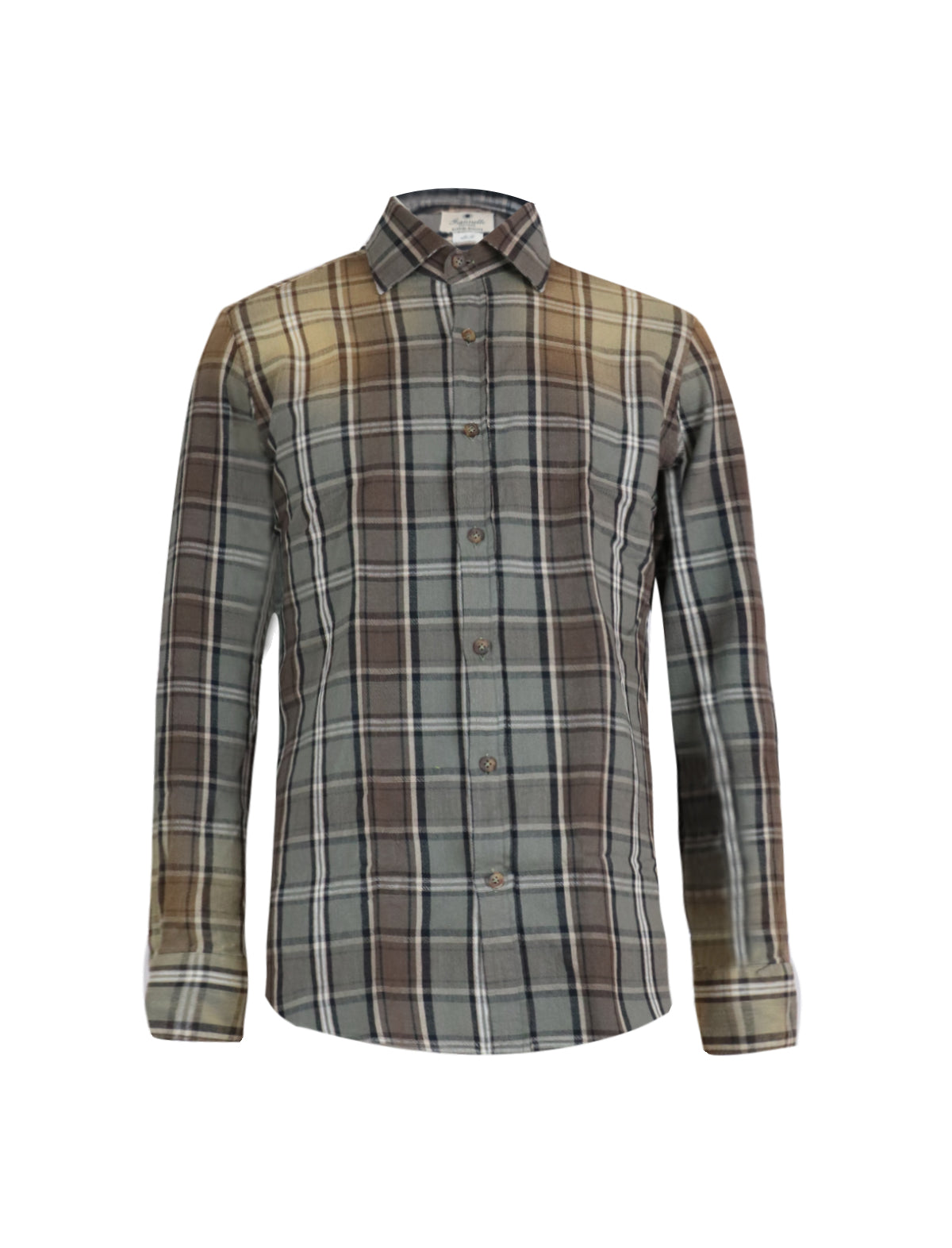 Giannetto Portofino Tartan Shirt in Stone Wash Brown