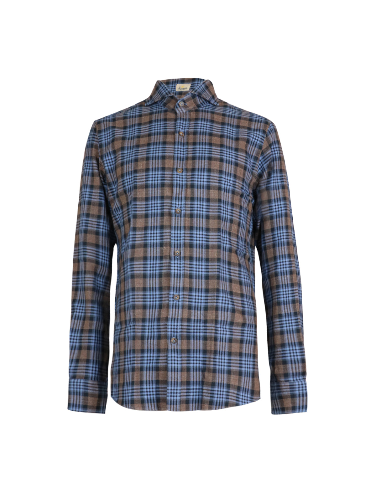 Giannetto Portofino Checked Shirt in Brown/Blue