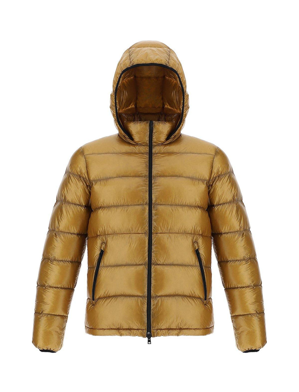 HERNO 7-Denier Bomber Down Jacket in Acid Yellow/Khaki