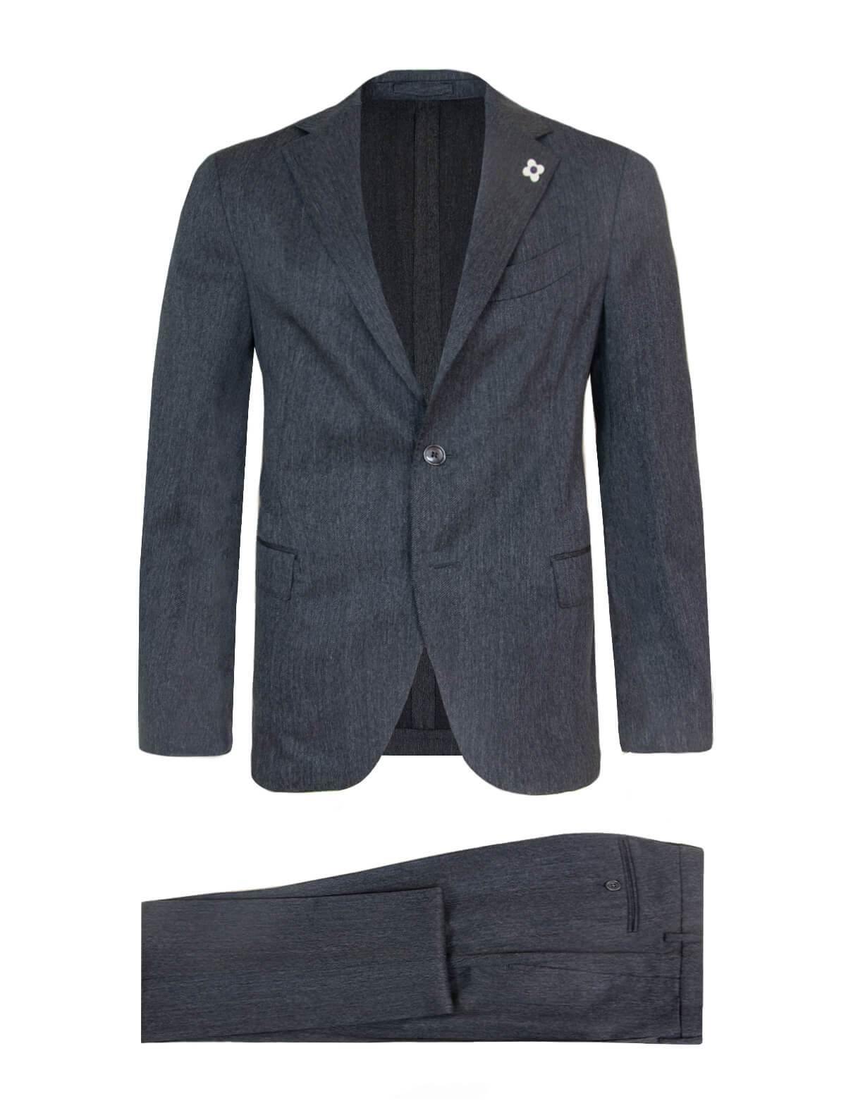 LARDINI 2-Piece Wool Twill Easy Wear Suit in Grey | CLOSET Singapore