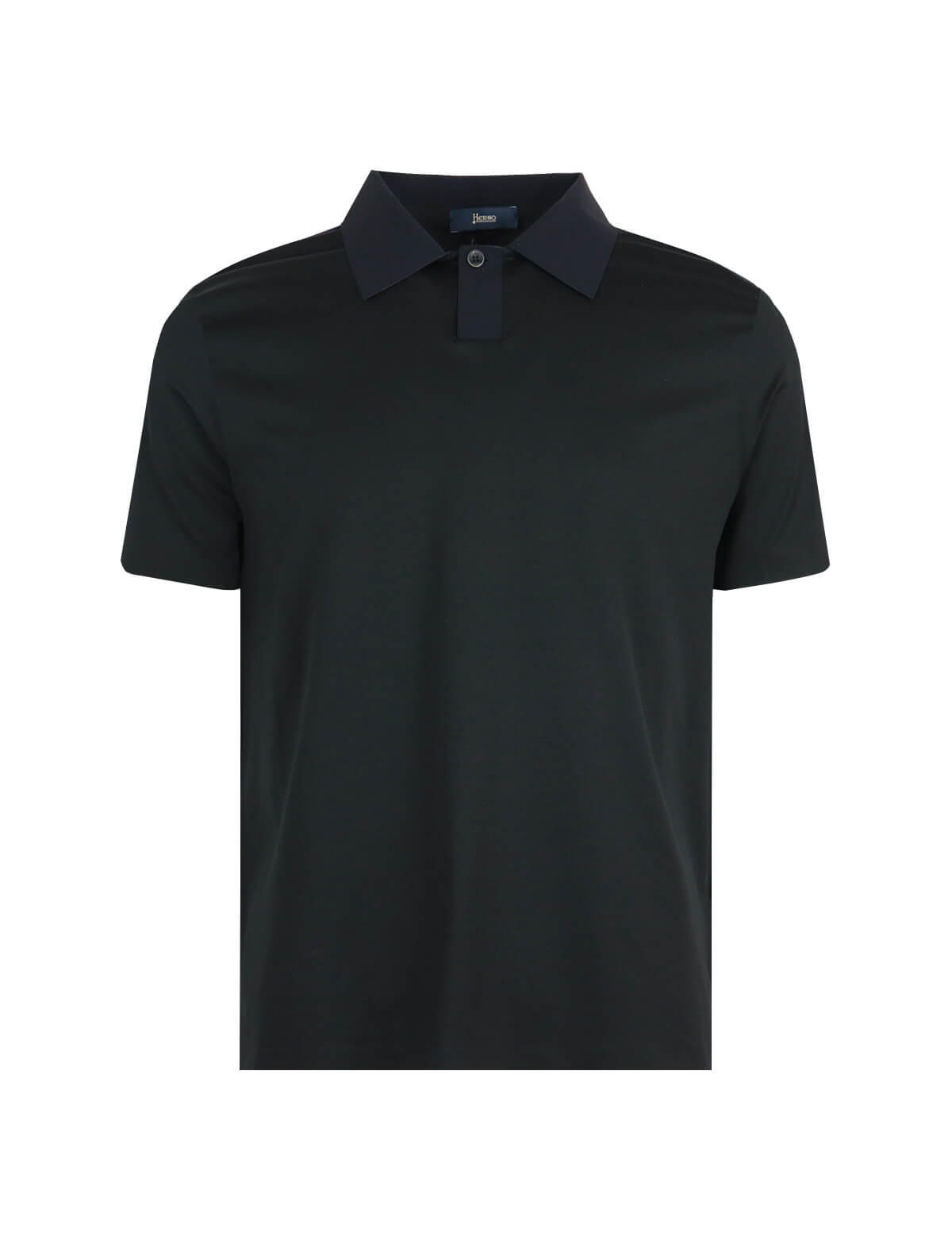 HERNO Superfine Cotton Stretch Polo Shirt In Black