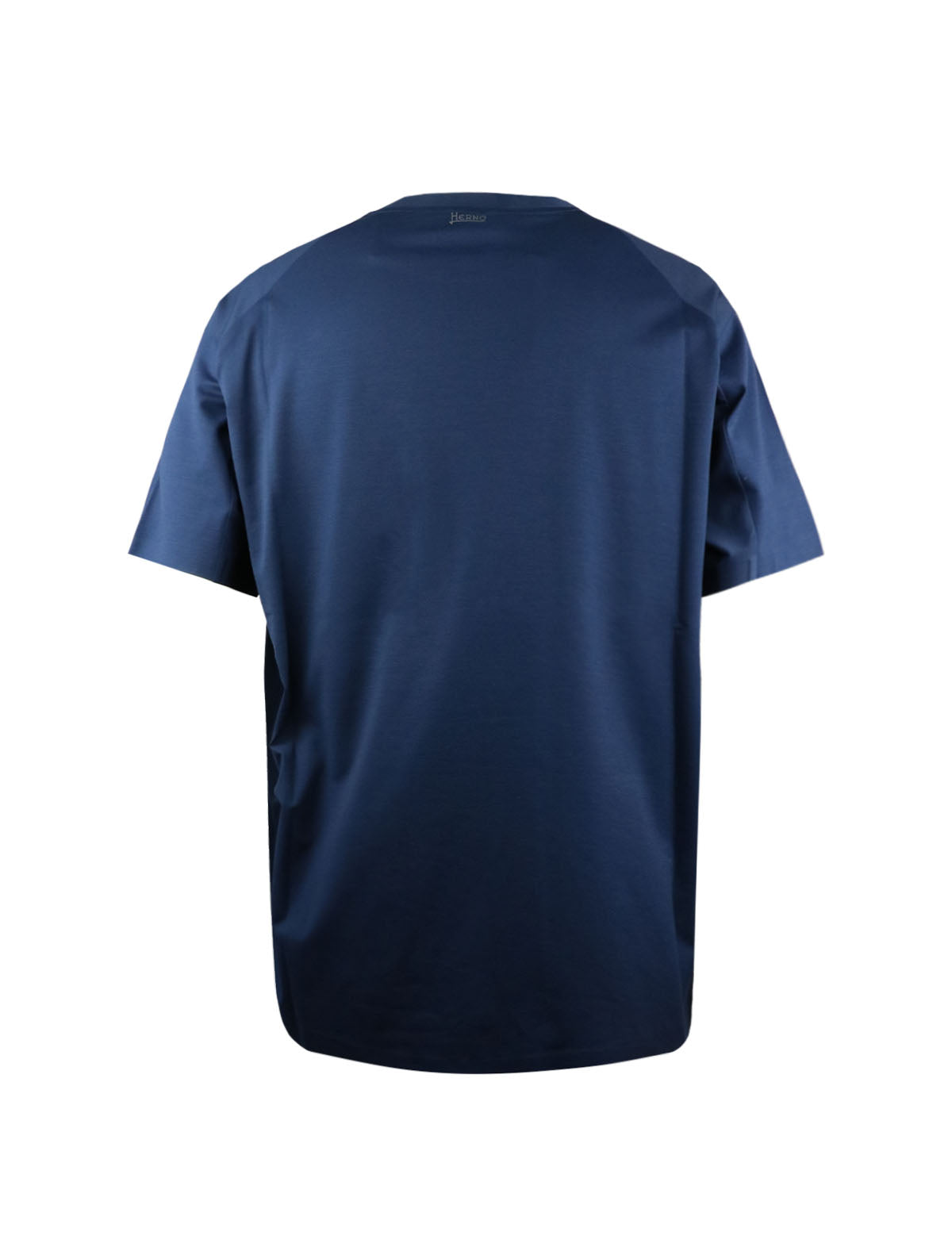 HERNO Superfine Cotton Stretch T-Shirt in Blue Navy