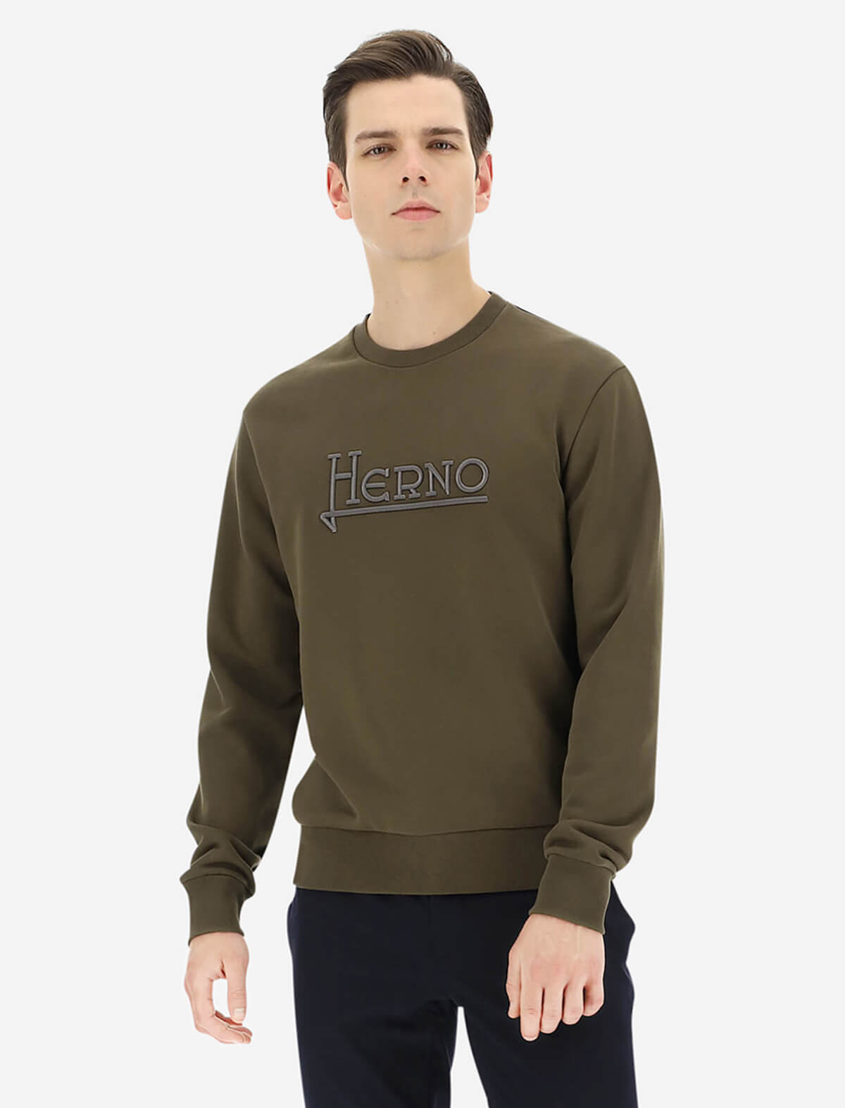 HERNO Cotton Sweater in Military Green