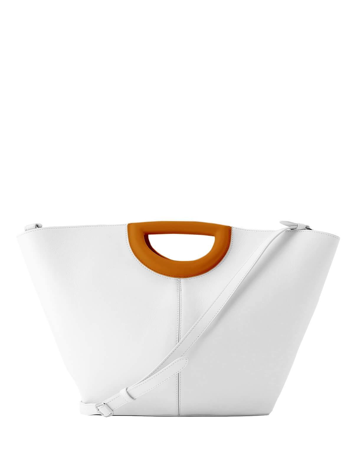 J&M DAVIDSON Medium Market Tote Bag In White/ Brown | CLOSET Singapore