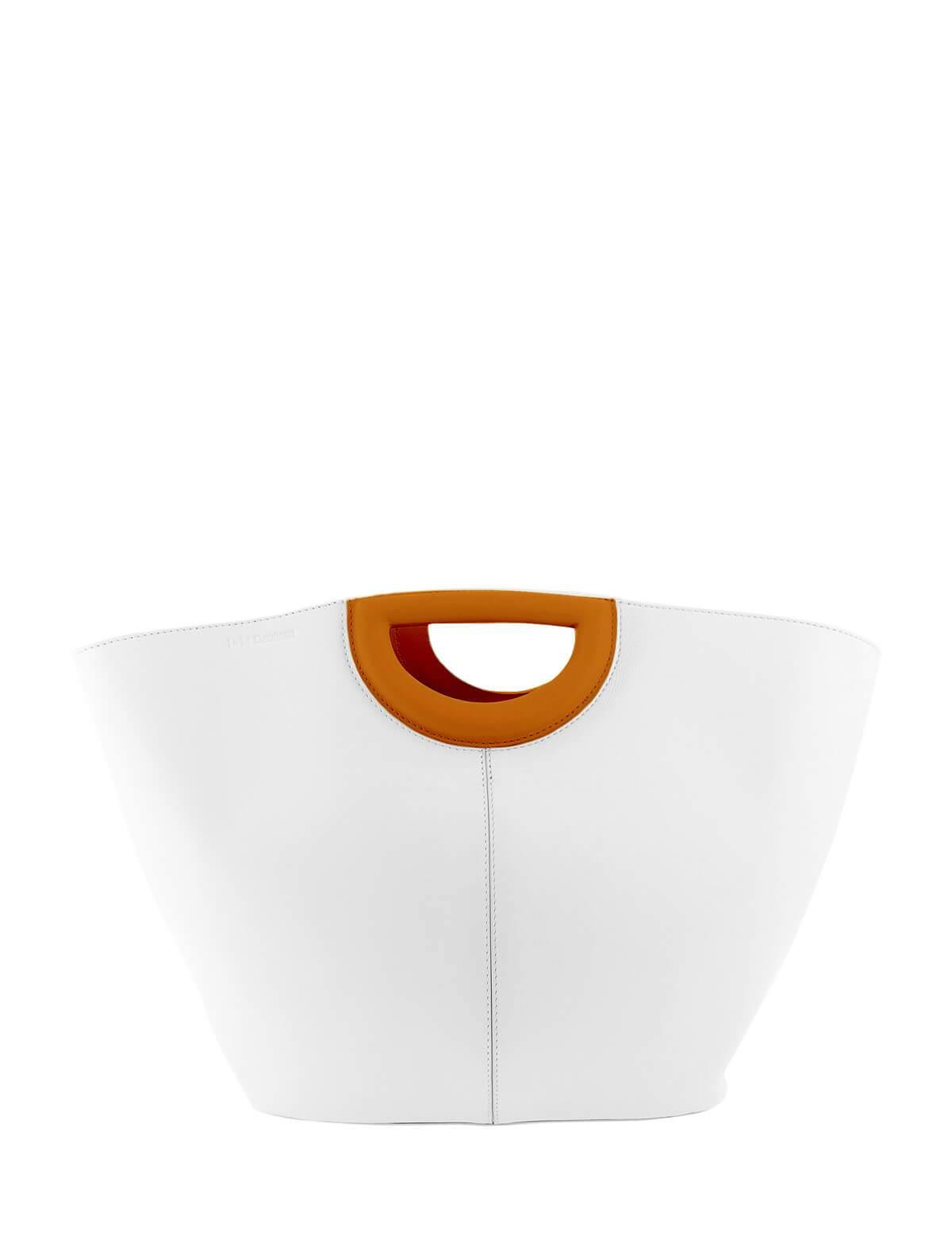 J&M DAVIDSON Medium Market Tote Bag In White/ Brown | CLOSET Singapore
