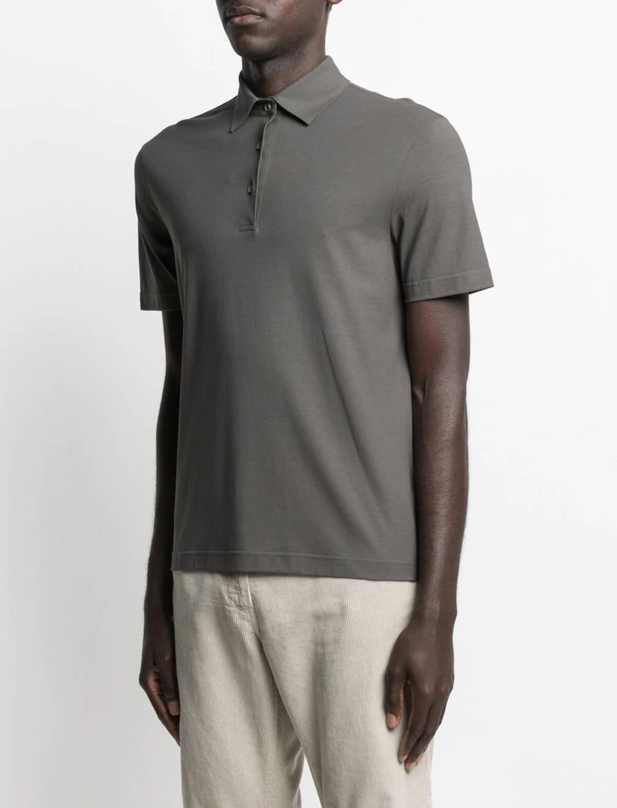 HERNO Jersey Crepe Polo Shirt in Fango