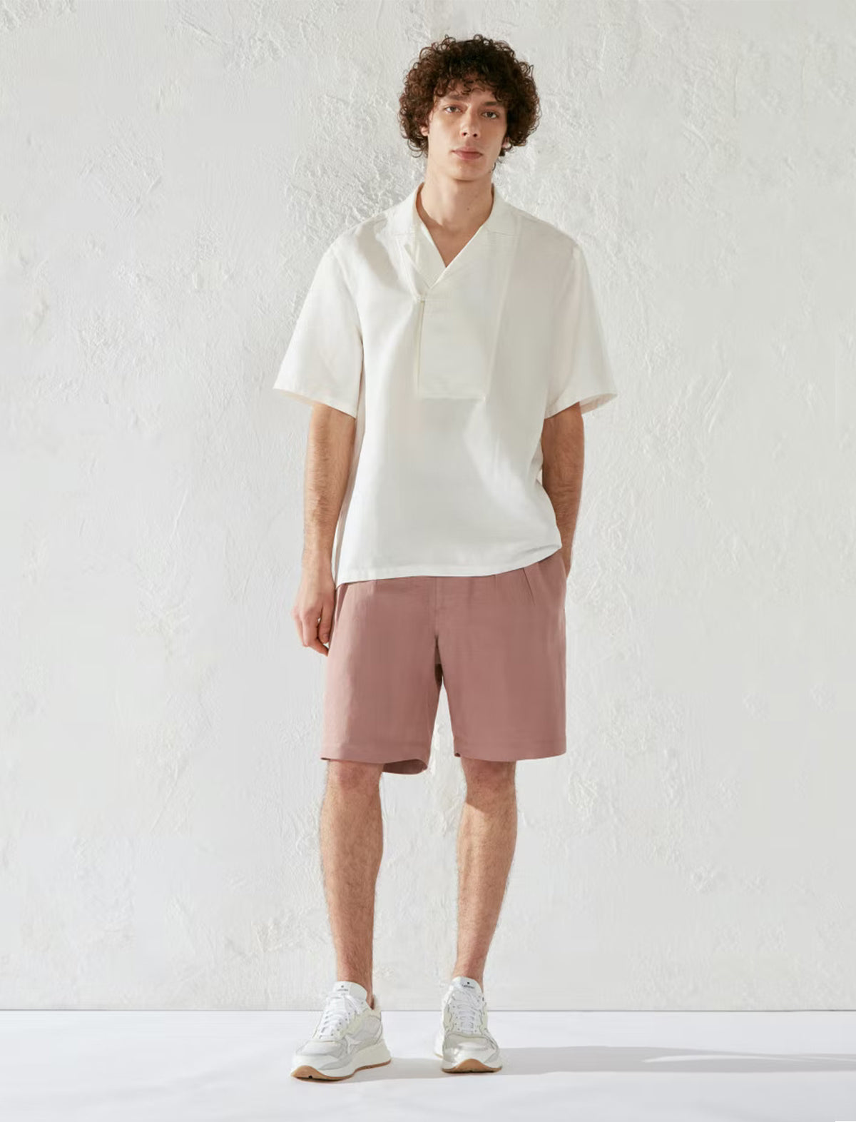 LARDINI Flax-blend Bermuda Shorts in Pink