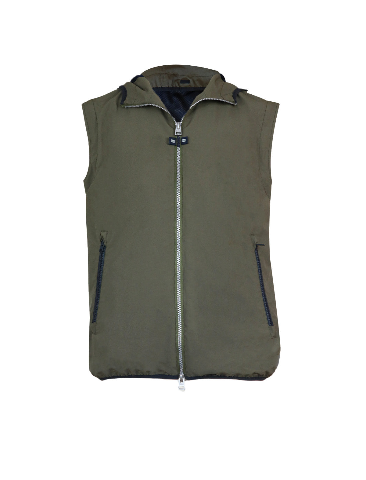 HERNO Zip-Out Plaster Bomber Jacket in Military Green