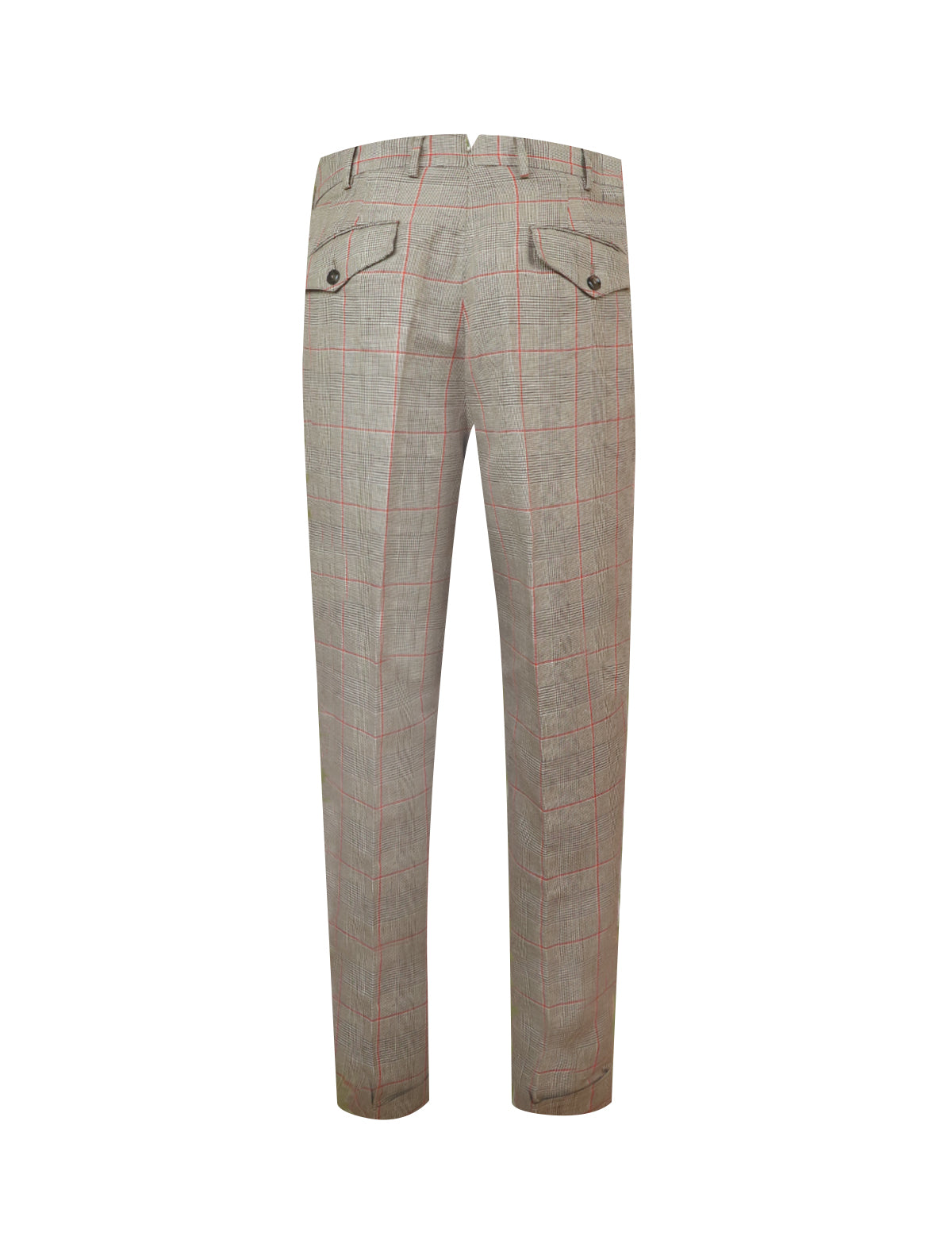 PT Torino Linen-Cotton Pants in Brown Plaid