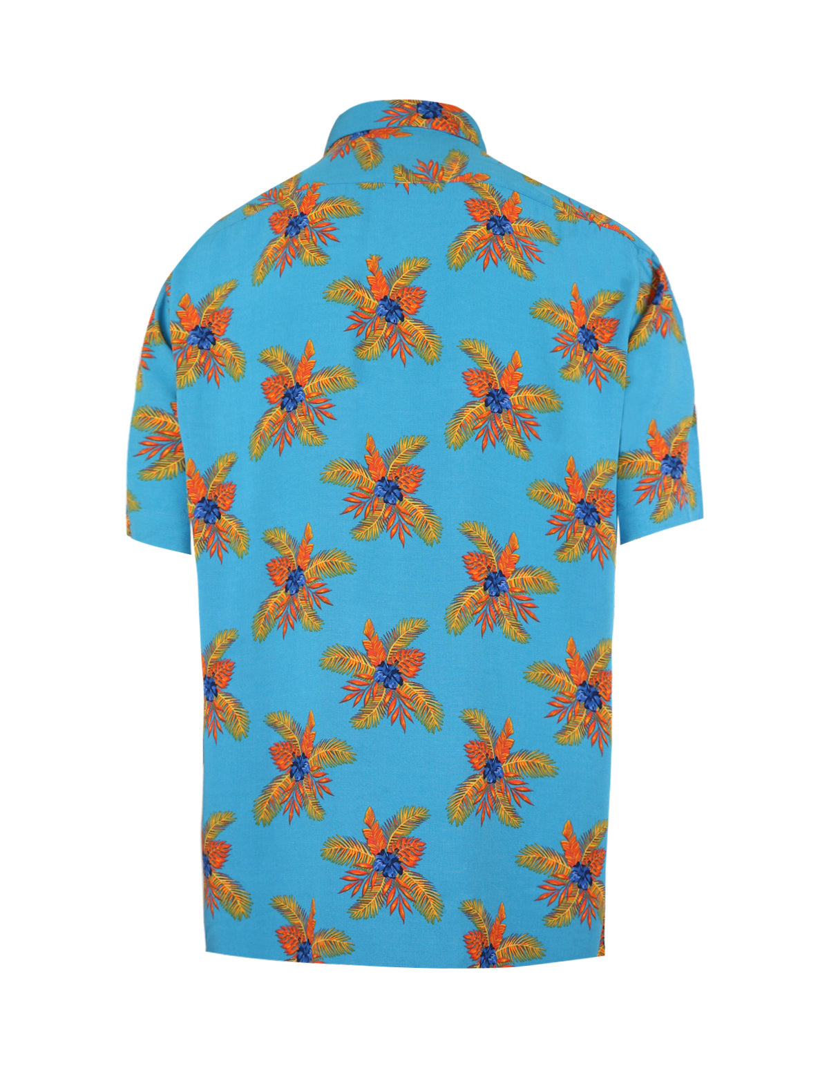 BARBA Napoli Blue Shirt in Orange Floral Print