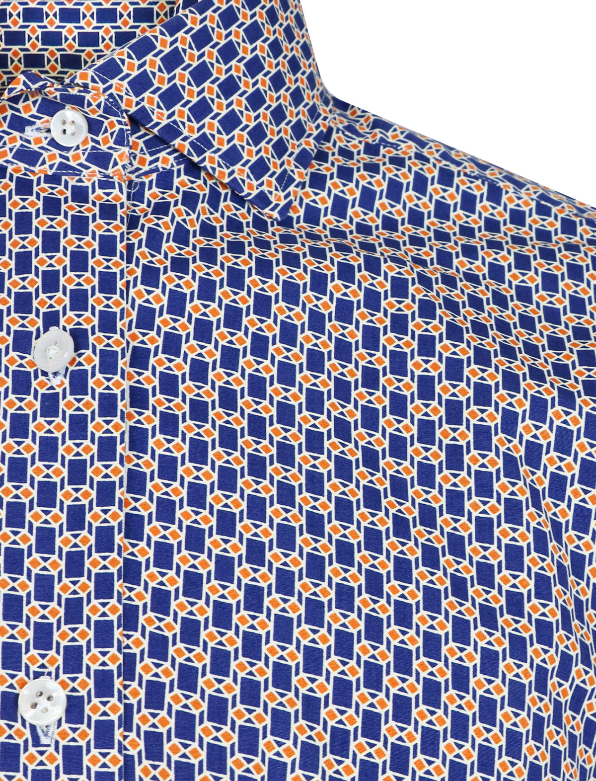 BARBA Napoli Shirt in Blue/Orange Geometric Print