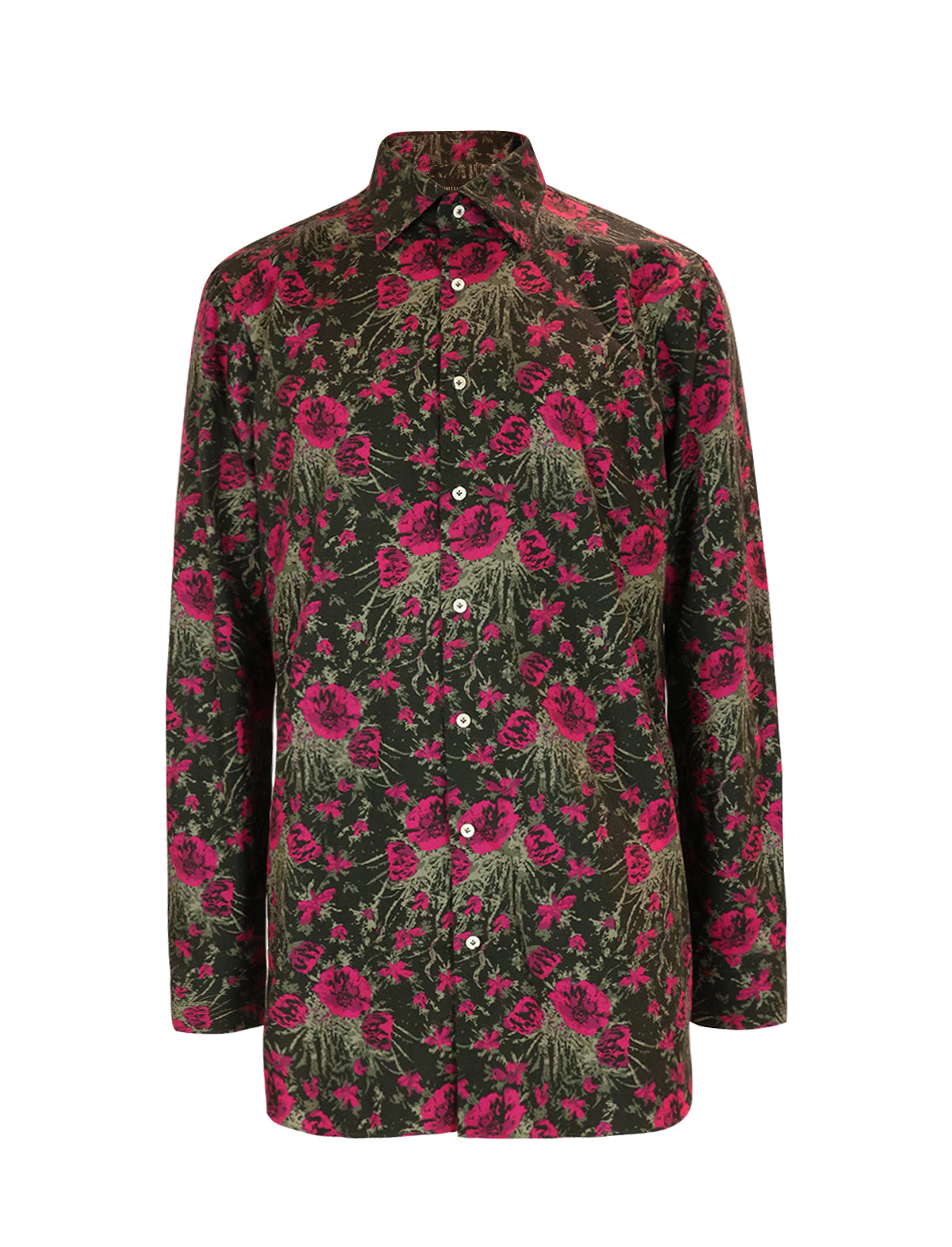 GABRIELE PASINI Cotton Shirt in Black & Fuchsia Floral