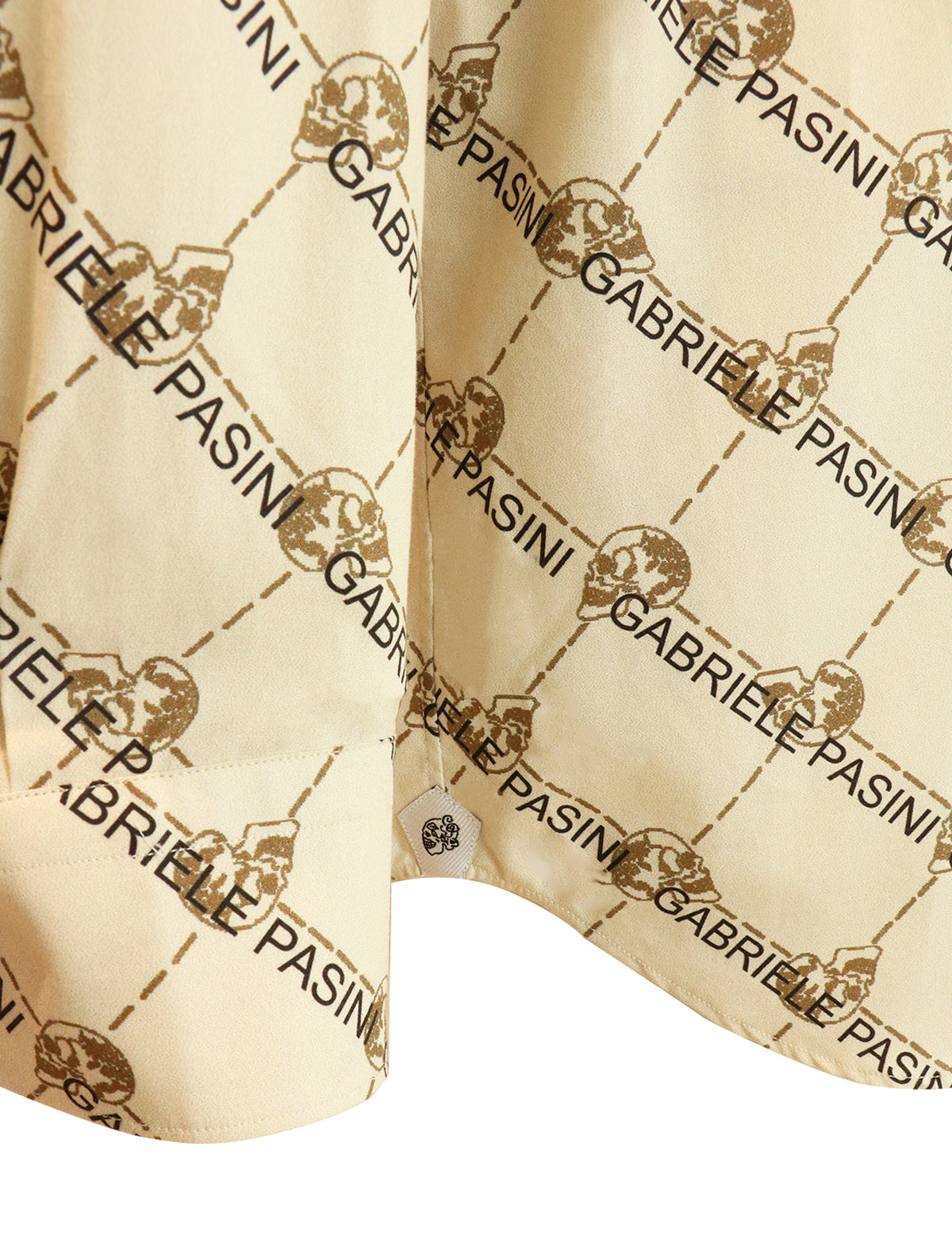 GABRIELE PASINI Cotton Shirt in Signature Beige Skull Motif