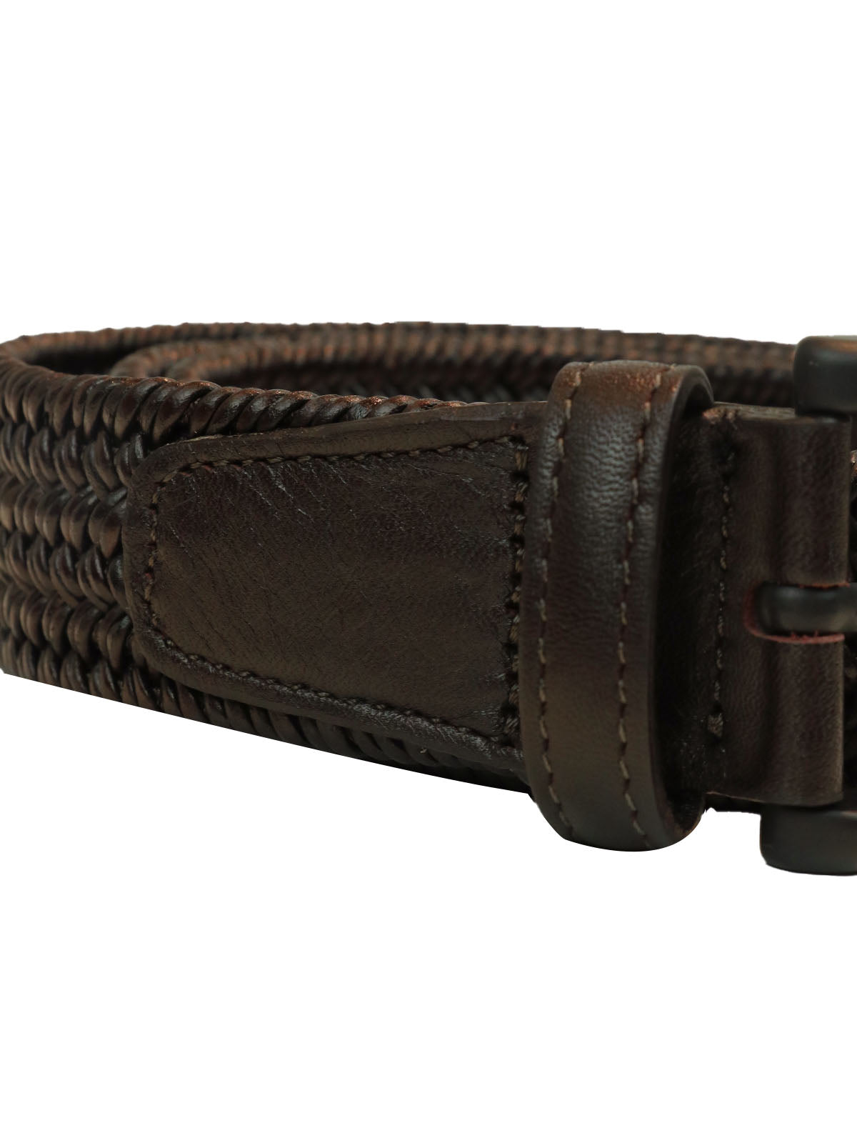 Andrea d'Amico Tonal Braided Leather Belt in Brown