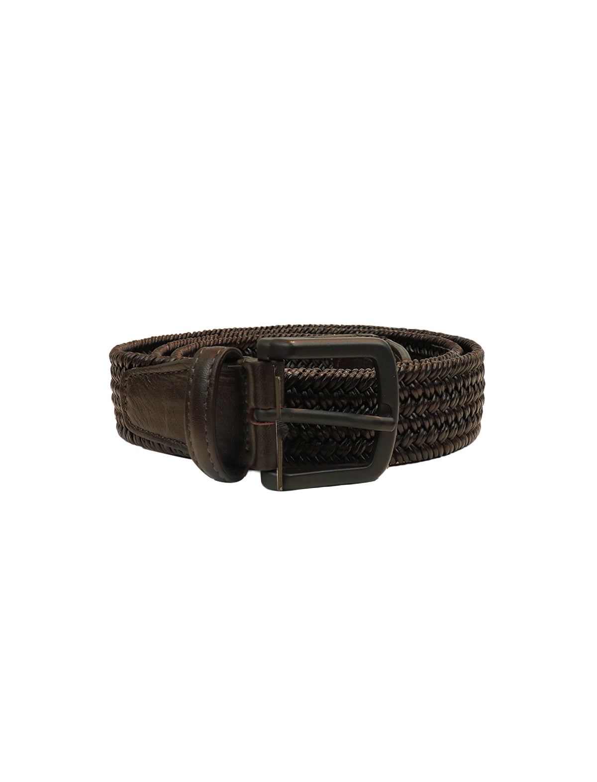 Andrea d'Amico Tonal Braided Leather Belt in Brown