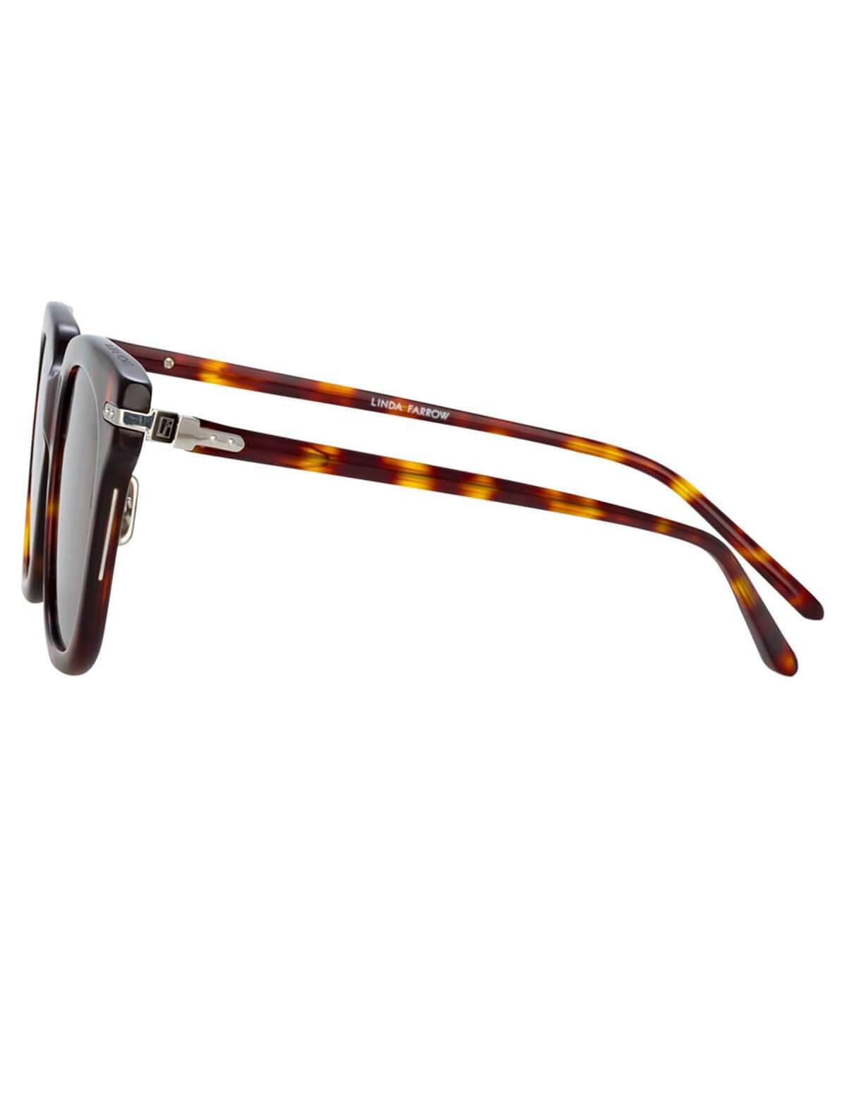 LINDA FARROW Empire D-Frame Sunglasses In Tortoiseshell | CLOSET Singapore