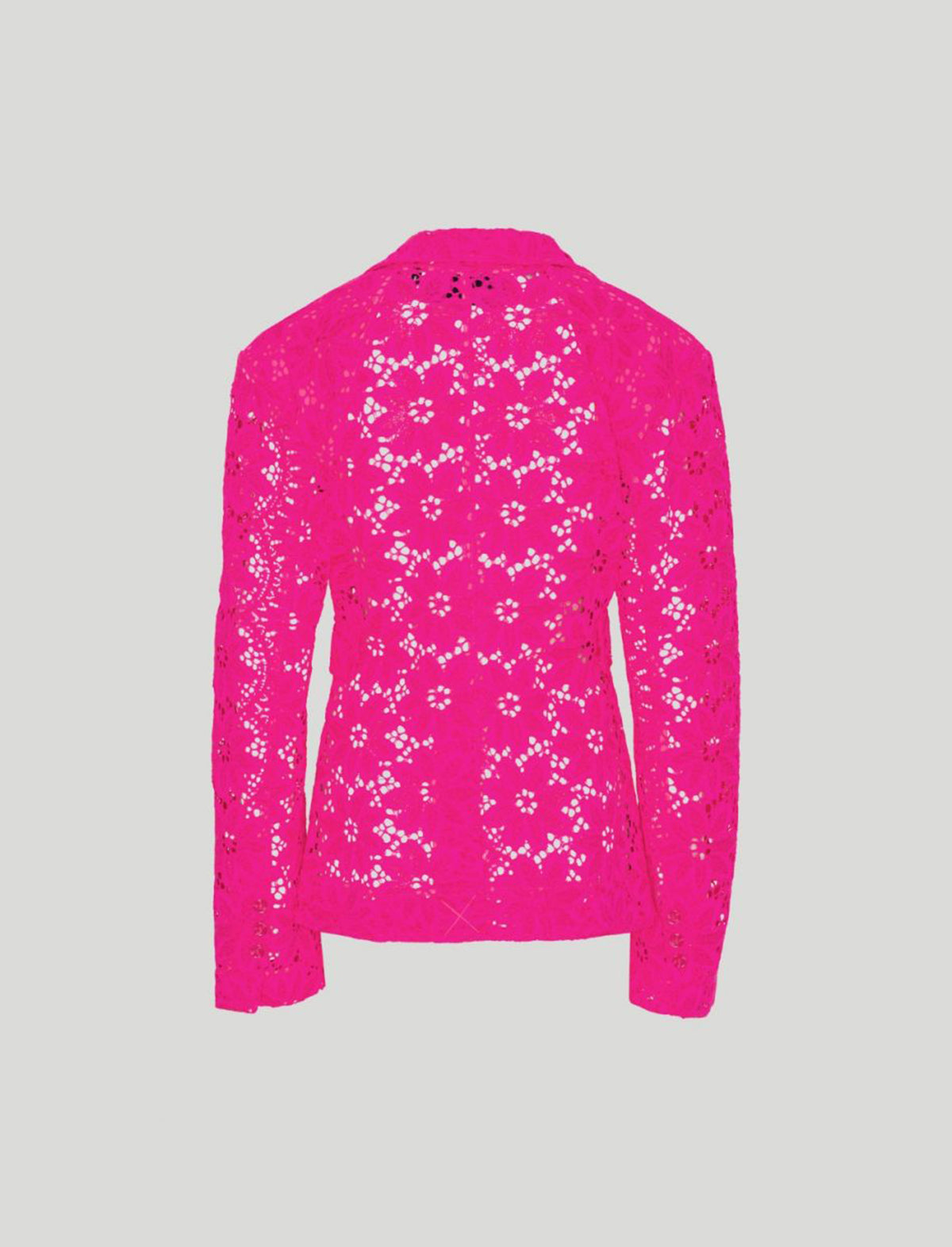 ROTATE Birger Christensen Lace Figure Fitted Blazer in Pink Glo