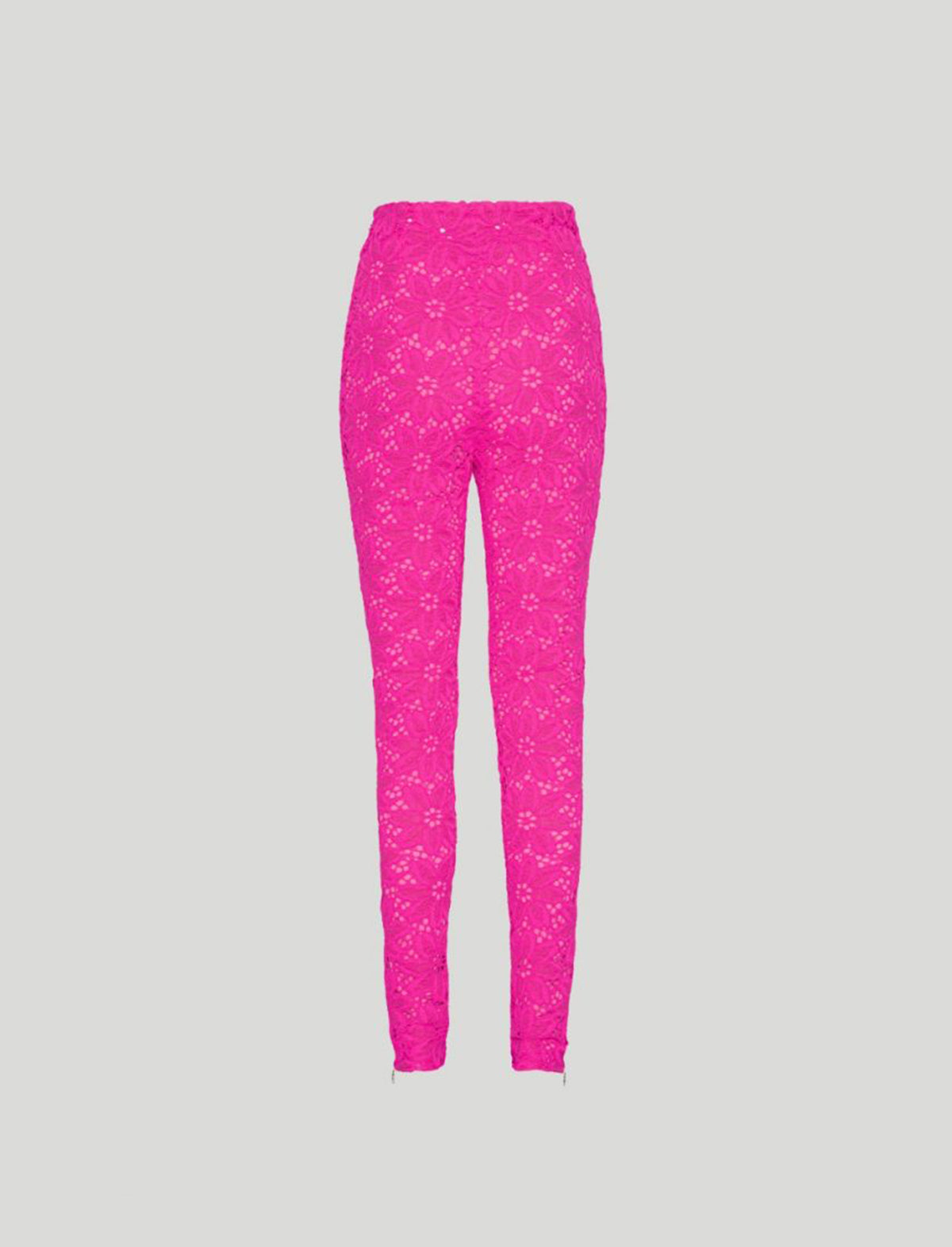ROTATE Birger Christensen Heavy Lace High Rise Pants in Pink Glo