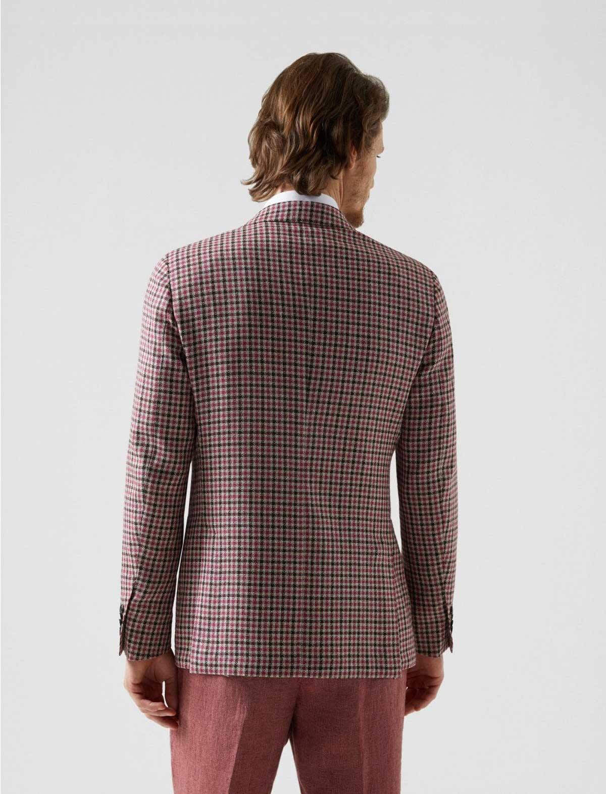 Single-Breasted Linen and Silk Macro-Check Jacket | CLOSET Singapore