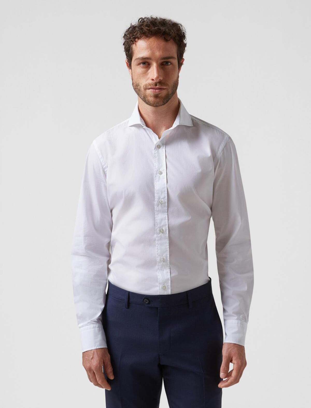 LARDINI Cotton Poplin Shirt With A French Collar | CLOSET Singapore