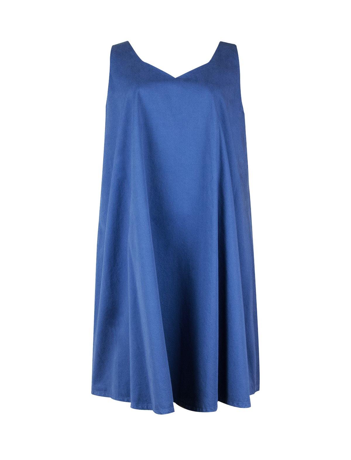 Cotton Sleeveless Shift Dress in Blue | CLOSET Singapore