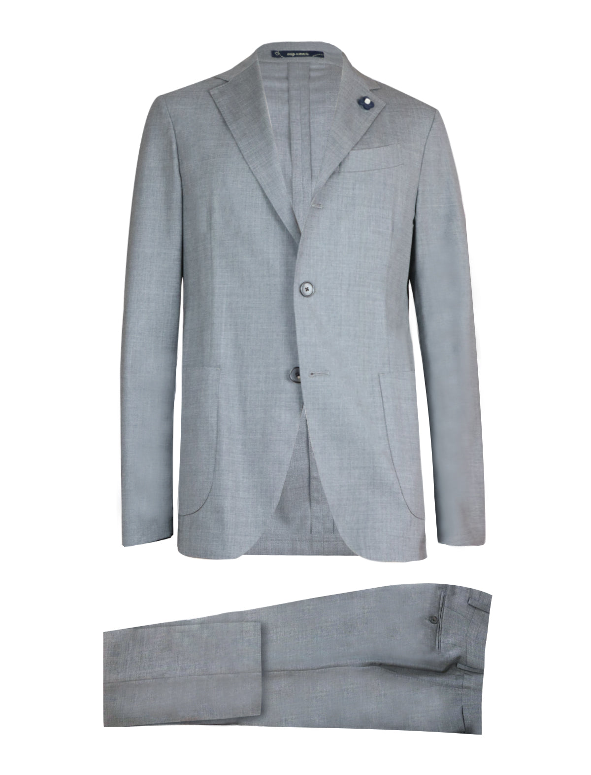 Lardini Single-Breasted Wool Jacket Set in Light Grey-Green