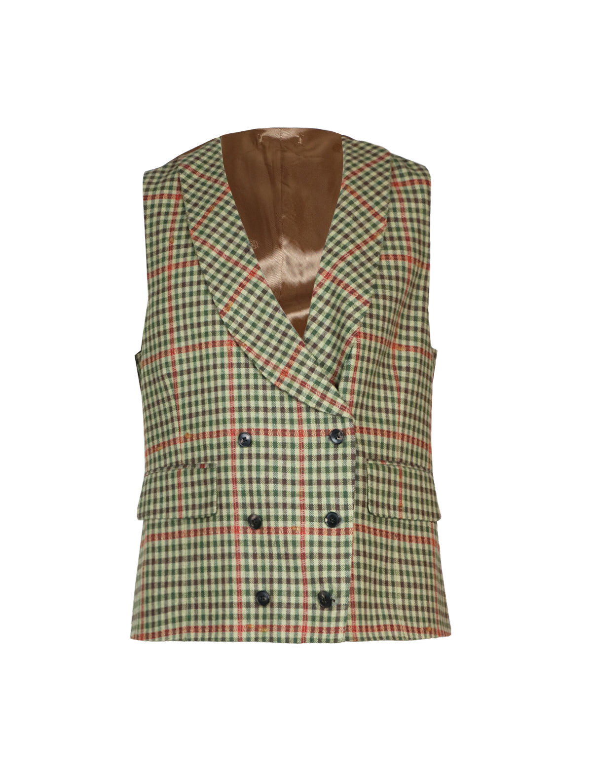 Gabriele Pasini Double-Breasted Waistcoat in Gingham Checks