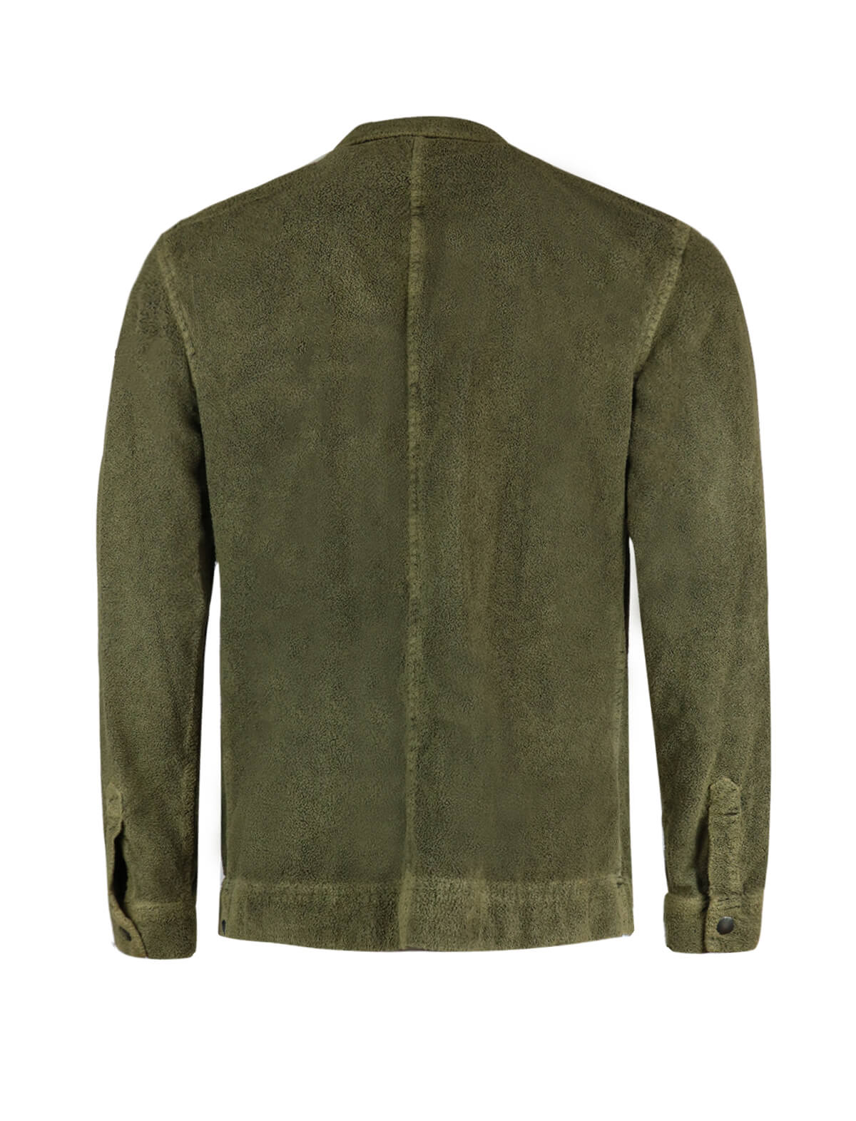 LARDINI Cotton-Blend Fleece Shirt Jacket in Army Green