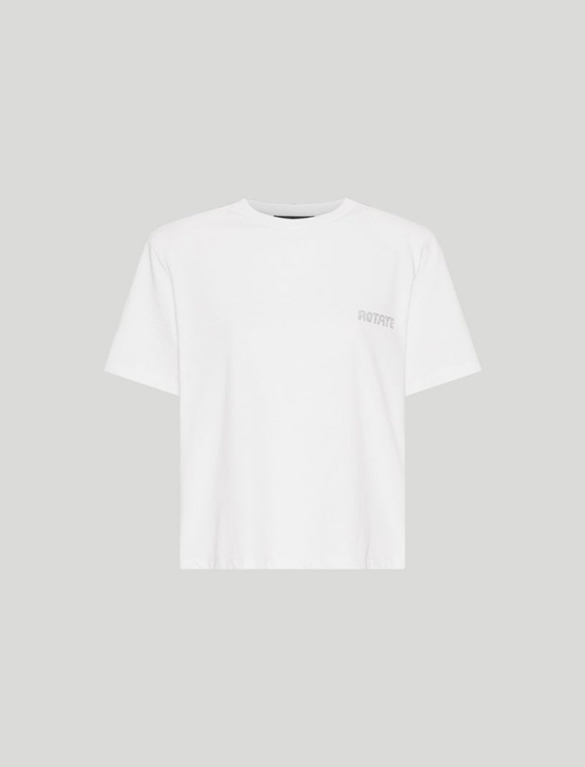 ROTATE Birger Christensen Boxy Lasercut T-Shirt in Bright White