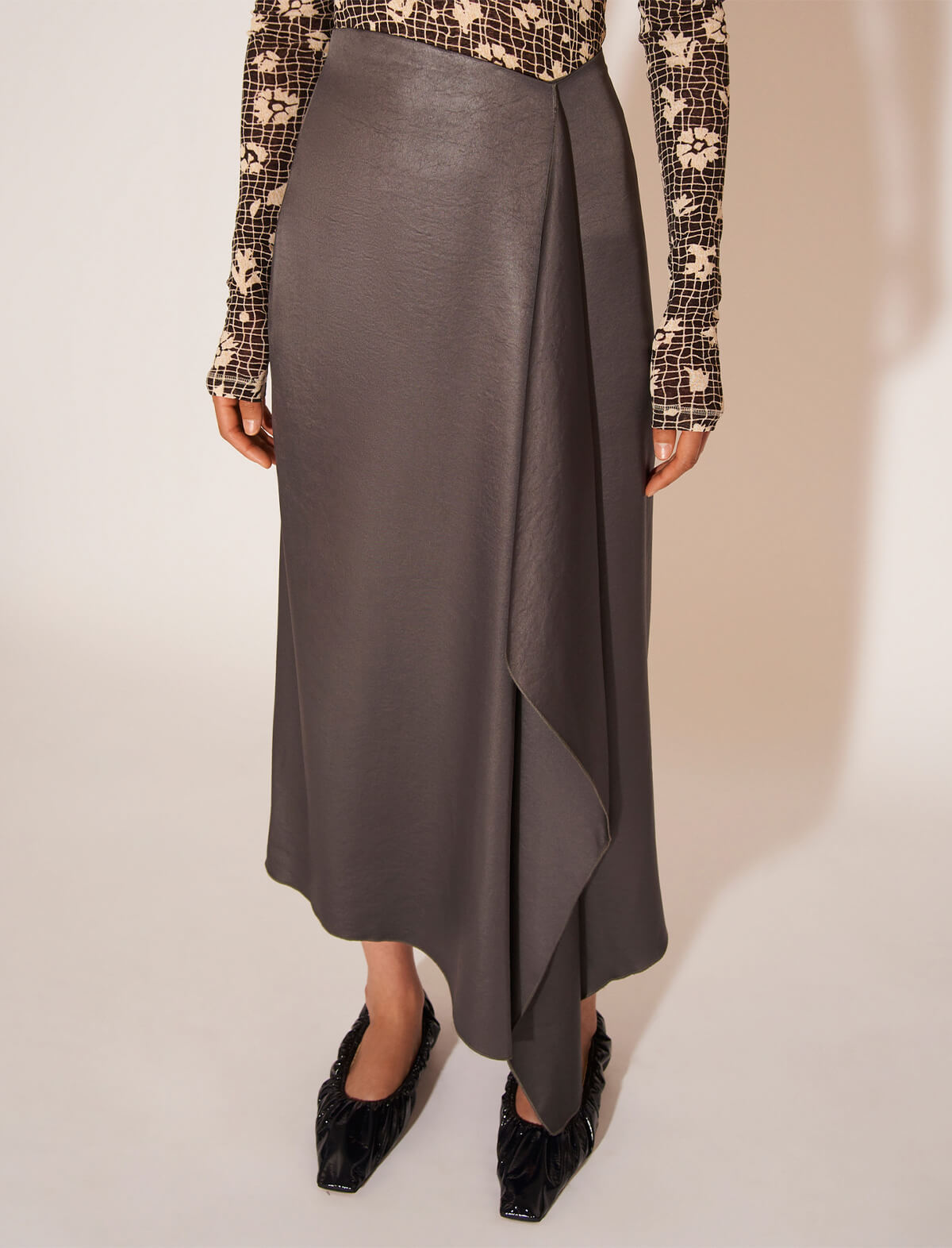 NANUSHKA Marta Satin Skirt in Grey
