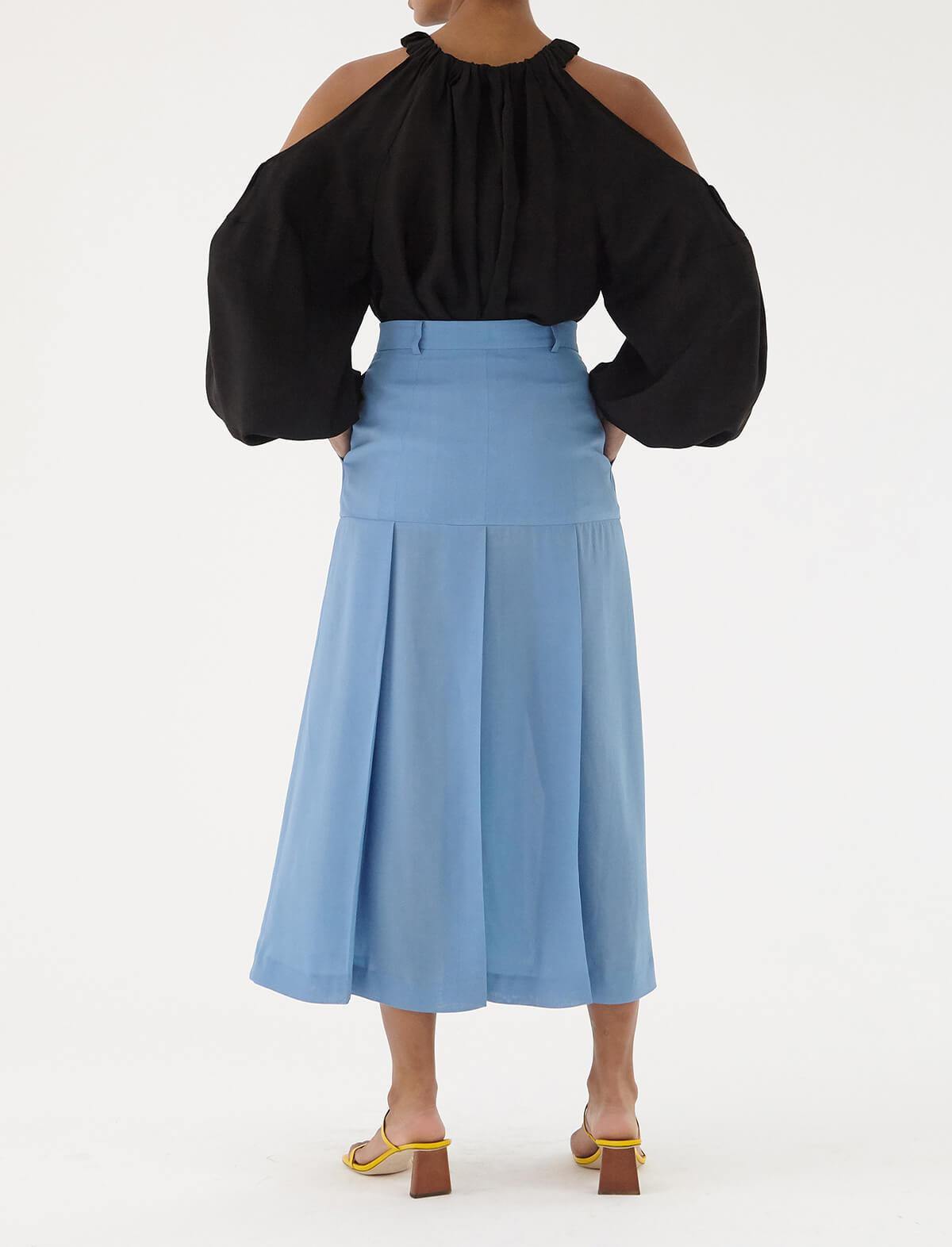 REJINA PYO Miller Viscose Skirt In Blue | CLOSET Singapore
