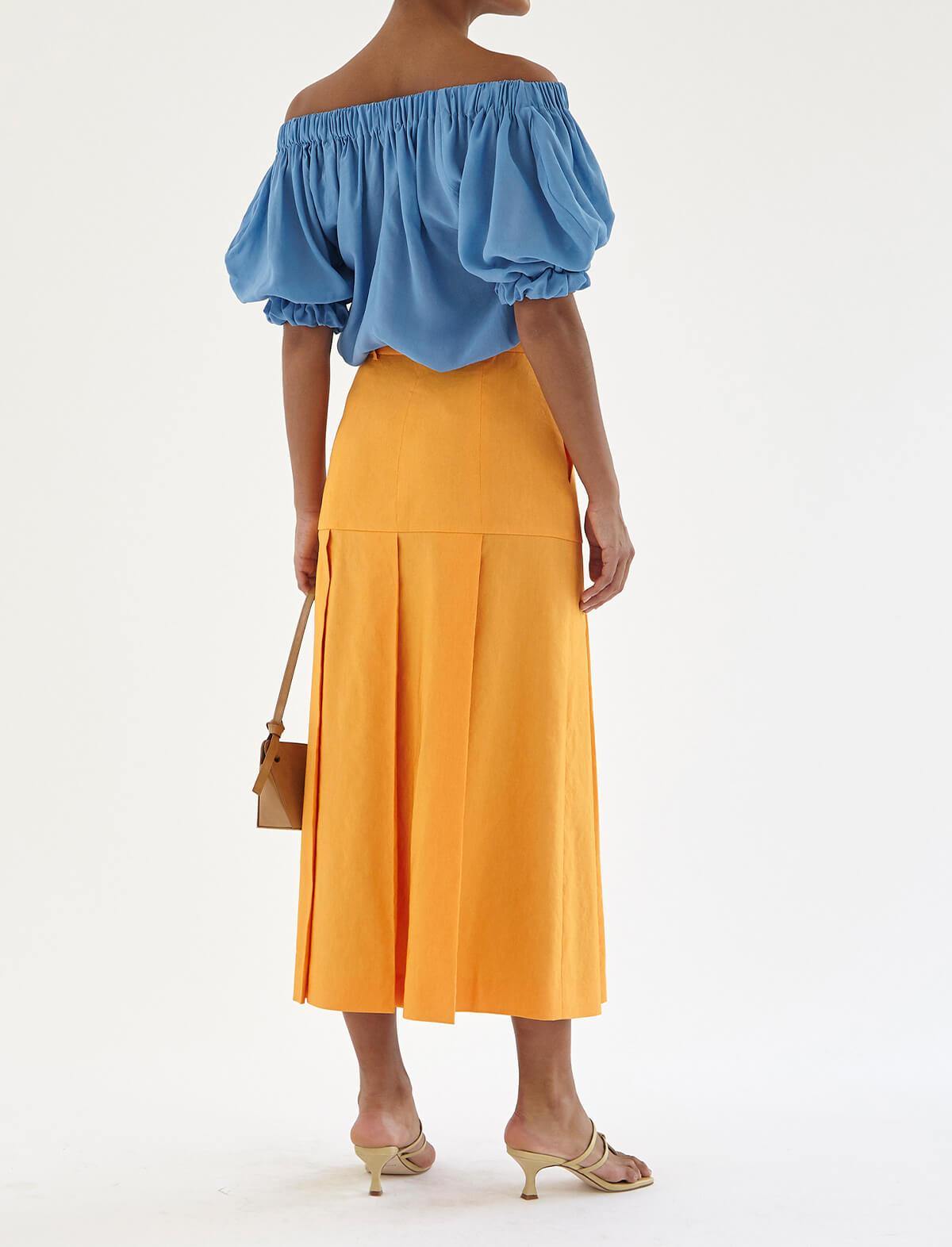 REJINA PYO Miller Viscose Blend Skirt In Orange | CLOSET Singapore