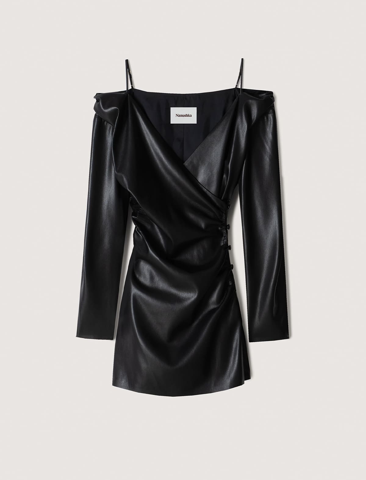 NANUSHKA Moha Vegan Leather Dress in Black