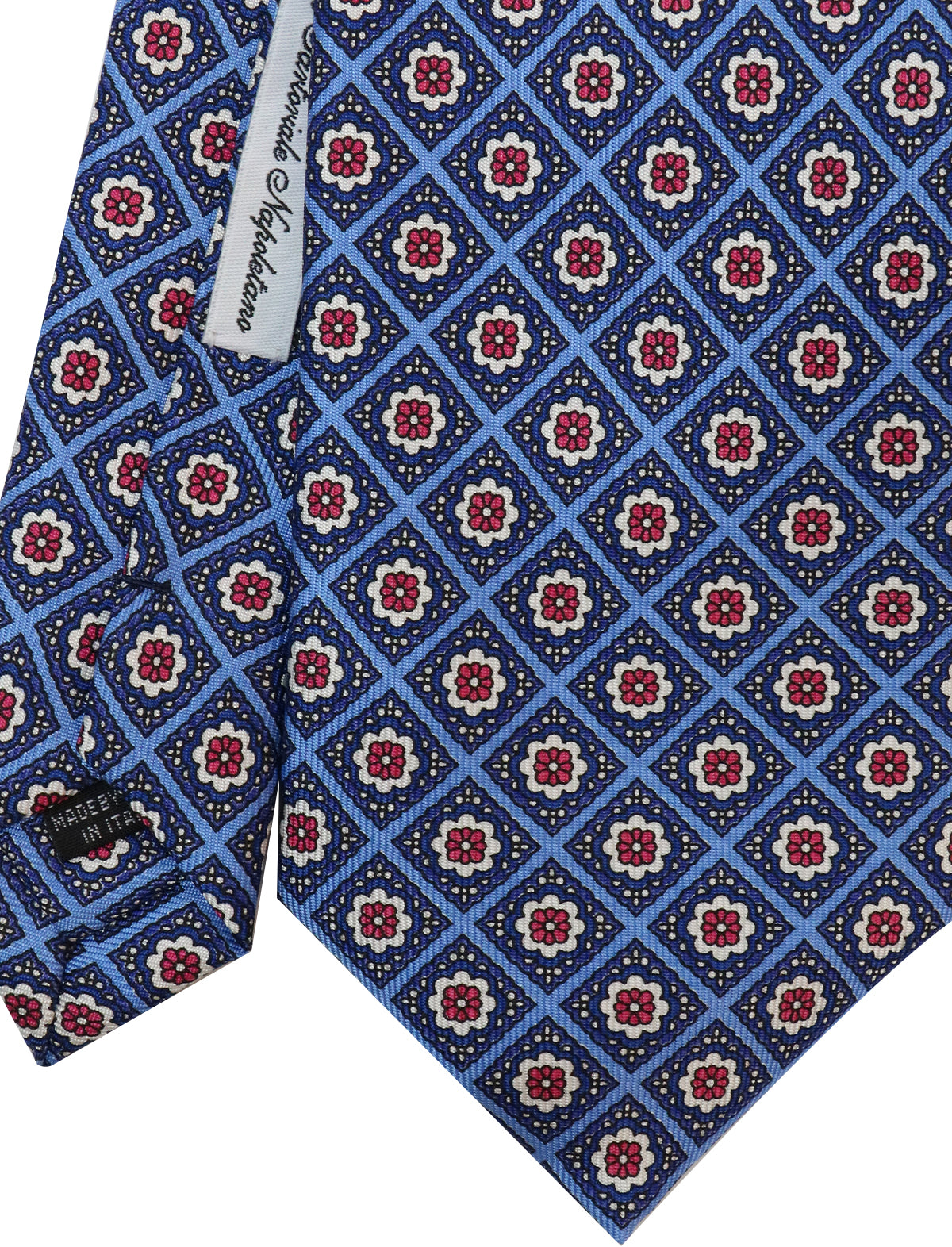 E.Marinella Silk Jacquard Geometric Tie in Blue