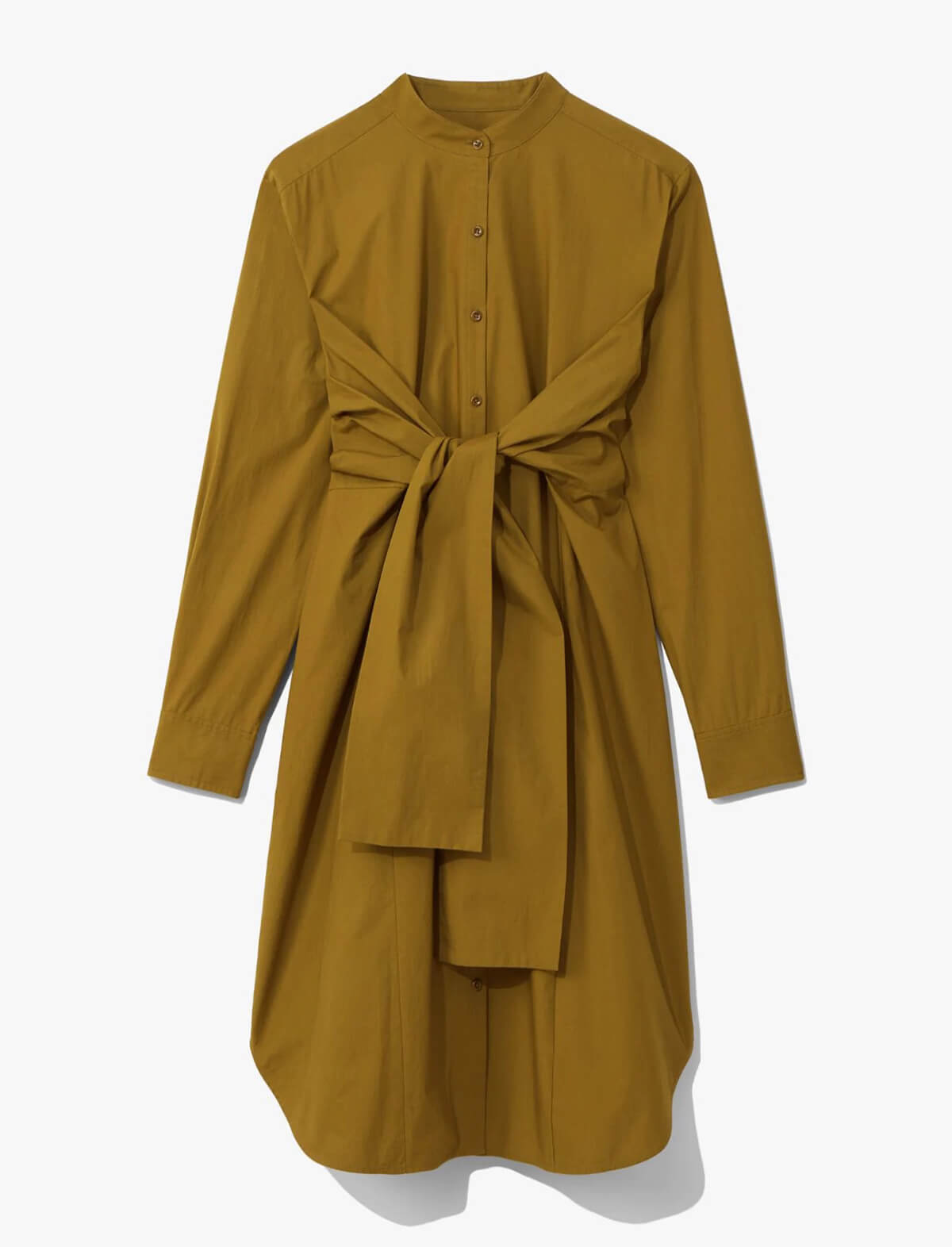 PROENZA SCHOULER WHITE LABEL Poplin Waist-tie Shirt Dress in Olive