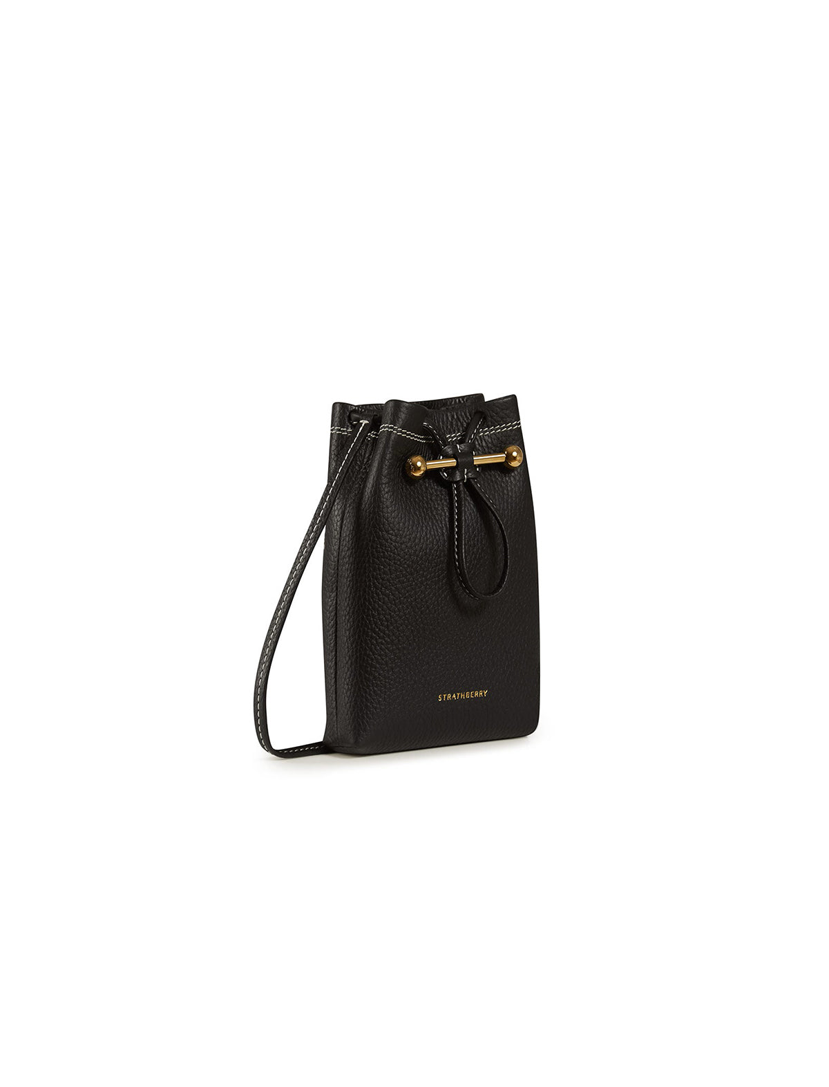 STRATHBERRY Osette Pouch in Black with Vanilla Stitch