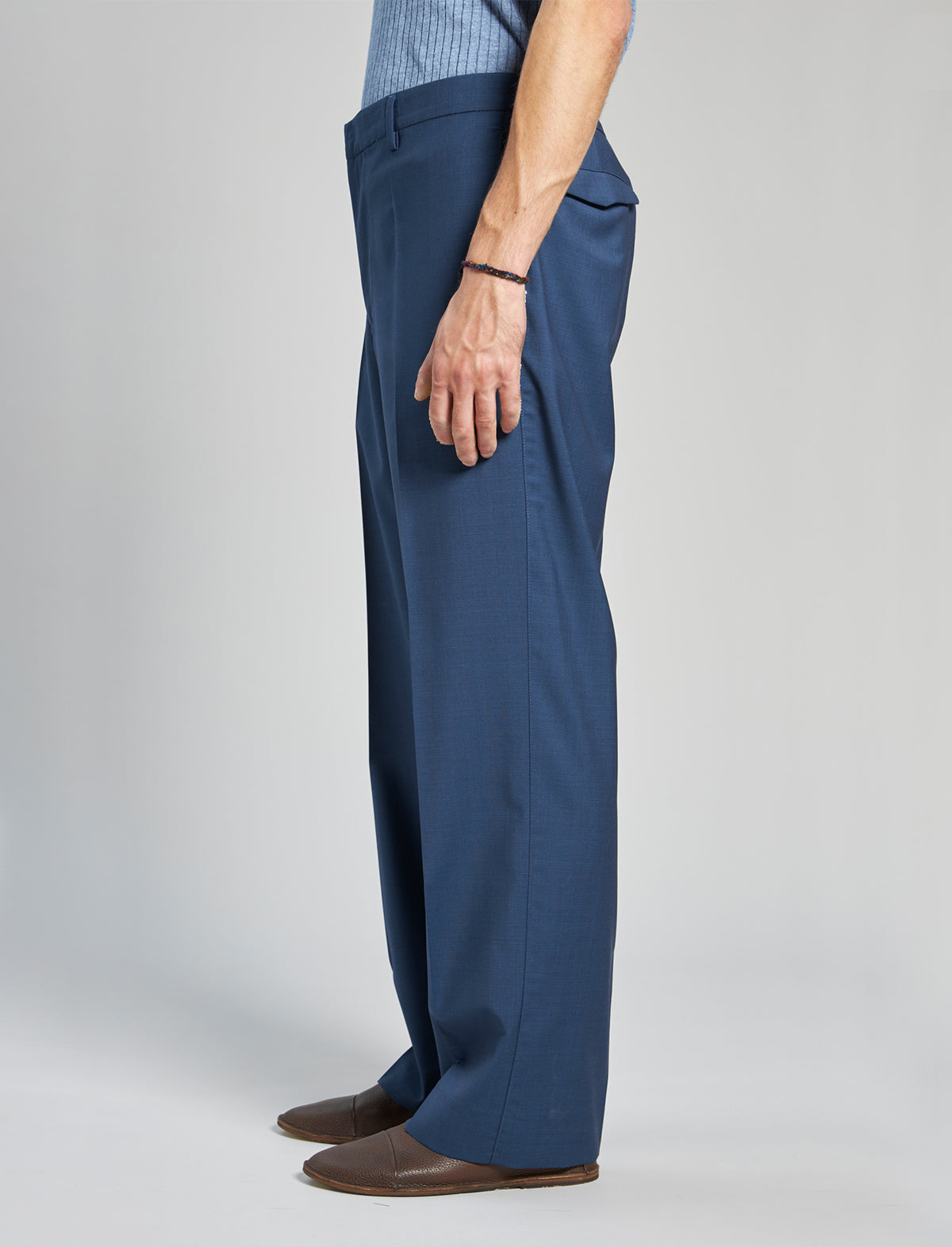 BARENA VENEZIA Wide-Legged Wool Trousers in Blue