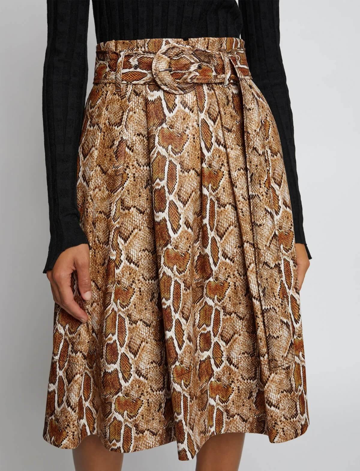 PROENZA SCHOULER WHITE LABEL Pleated Skirt in Cider Snake Print | CLOSET Singapore