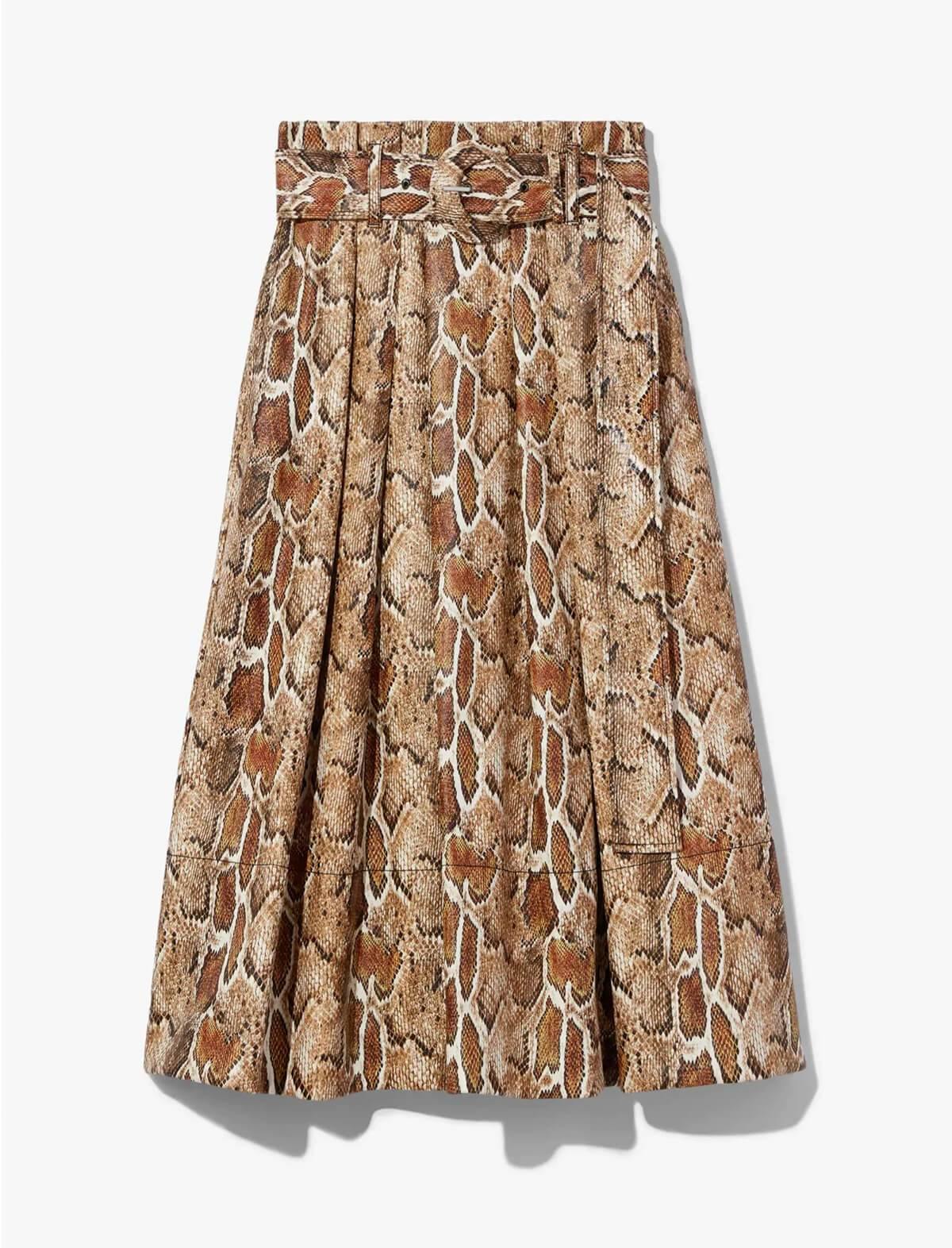 PROENZA SCHOULER WHITE LABEL Pleated Skirt in Cider Snake Print | CLOSET Singapore
