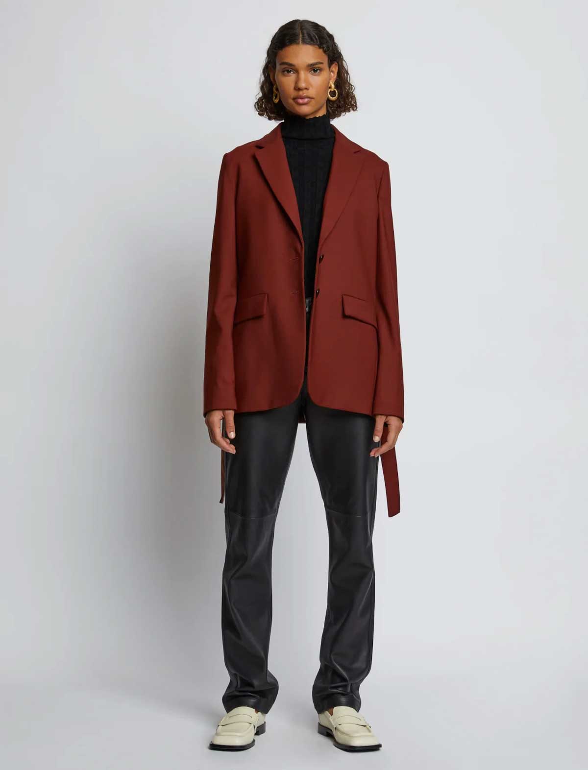 PROENZA SCHOULER WHITE LABEL Suiting Relaxed Tie Blazer in Maple