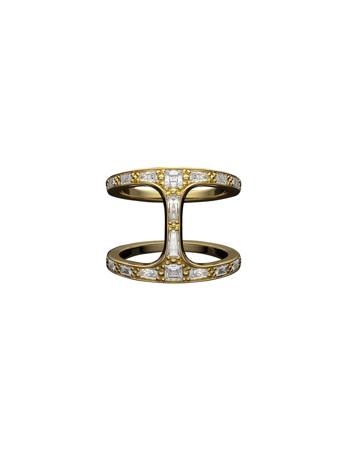 HOORSENBUHS Phantom with Baguette Diamonds Ring 18k Yellow Gold