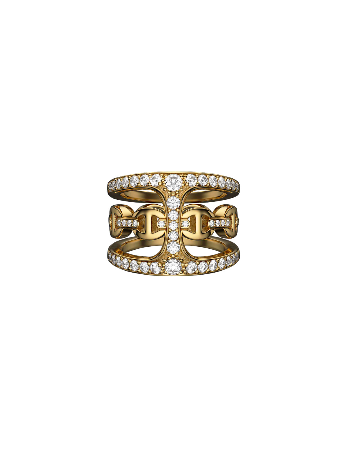 HOORSENBUHS Dame Phantom Clique with Diamonds Ring 18k Yellow Gold