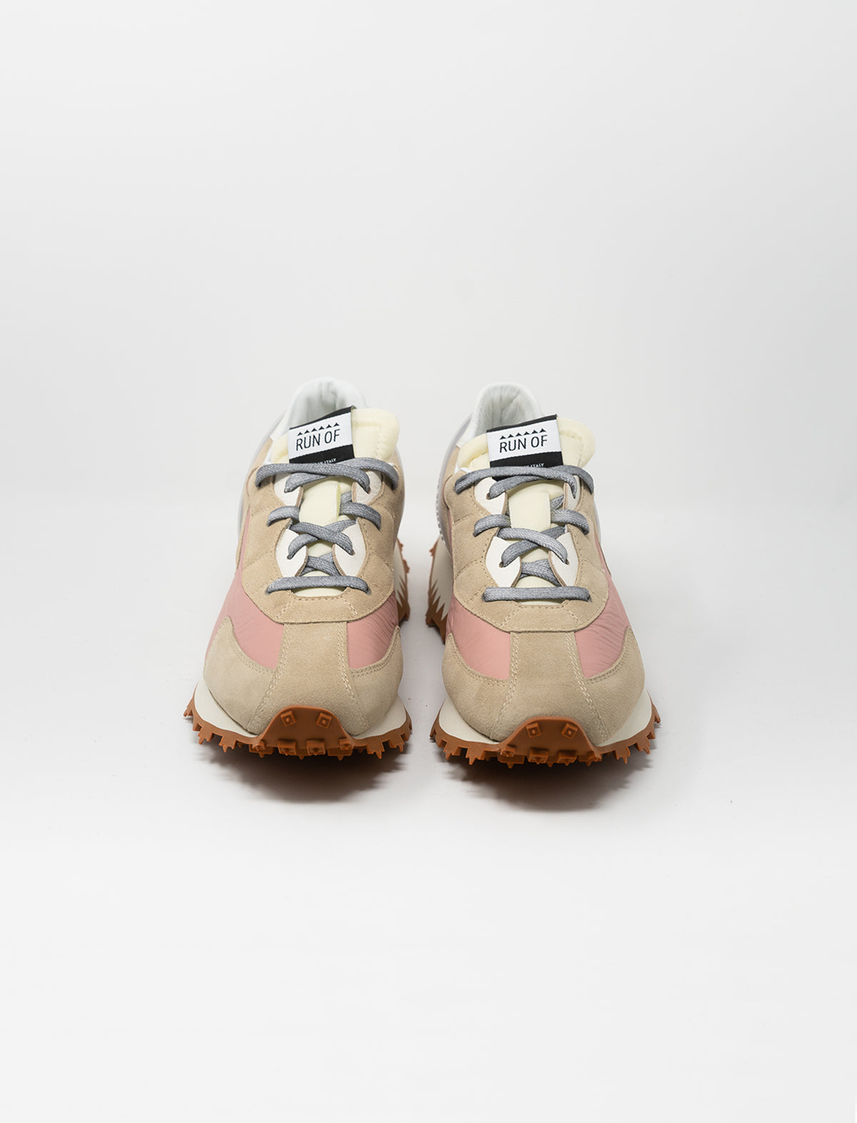 RUN OF Piggy Sneakers in Pink and Beige Multi