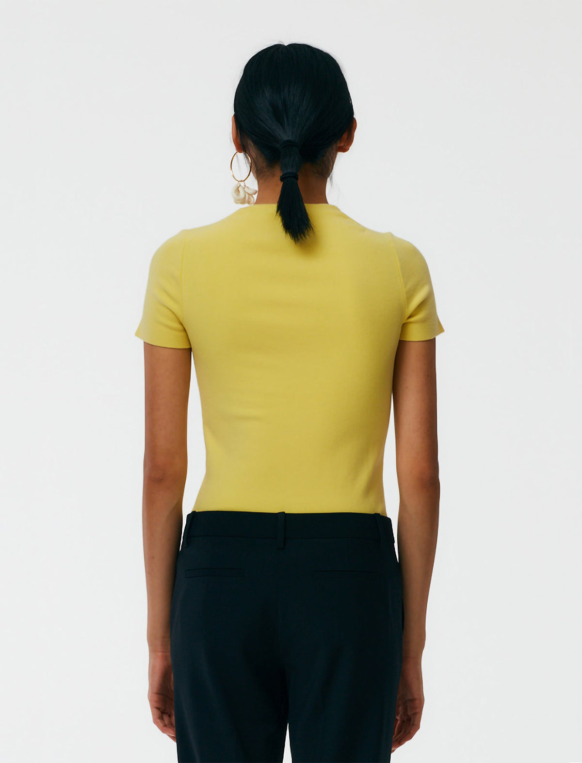 TIBI Compact Stretch Cashmere T-Shirt in Canary Yellow
