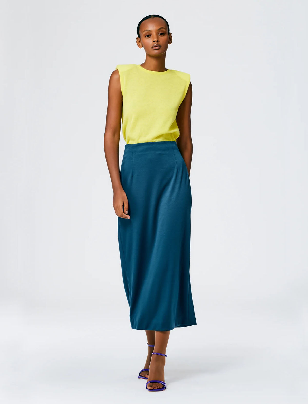 Tibi Structured Knit Pencil Skirt in Azure
