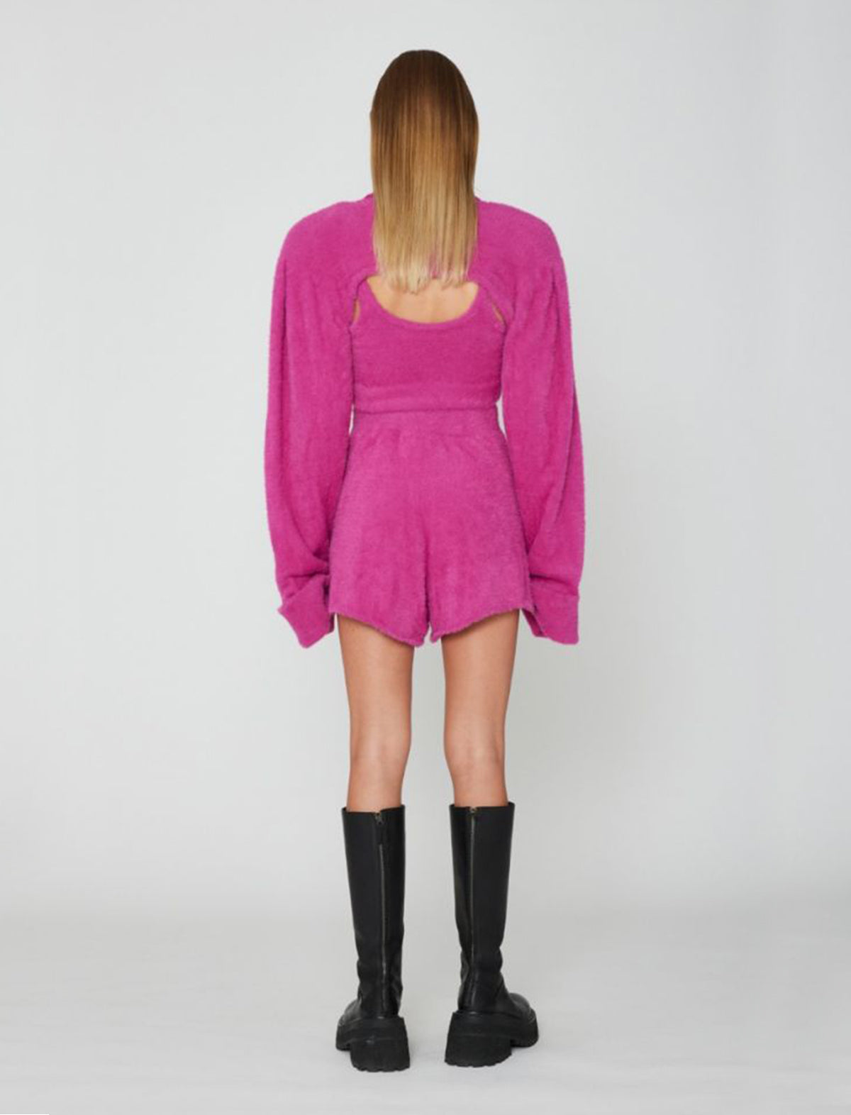 ROTATE Birger Christensen Suzi Knit Shorts in Very Berry Pink