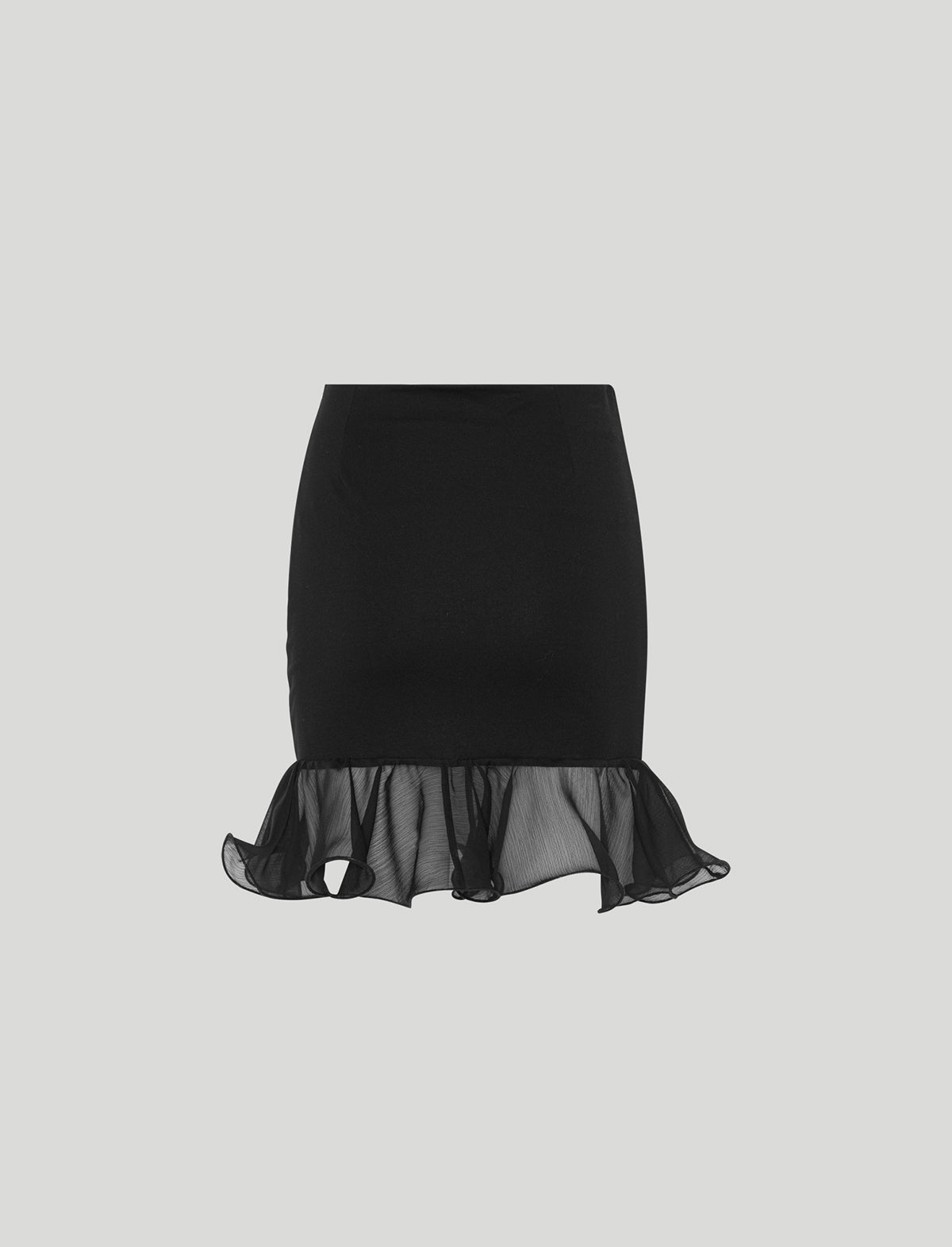 ROTATE Birger Christensen Mini Jersey Skirt with Frill in Black