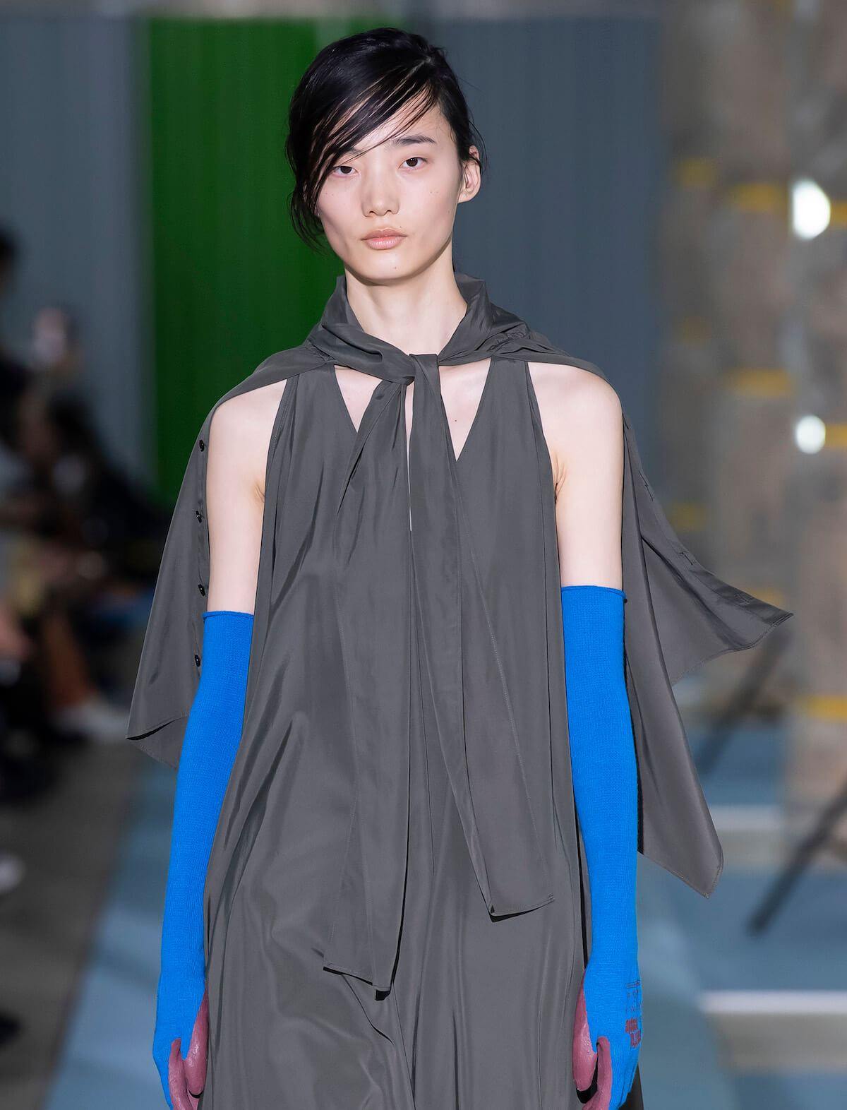 BEAUTIFUL PEOPLE Asymmetric Rayon-Blend Shirt Dress in Olive | CLOSET Singapore