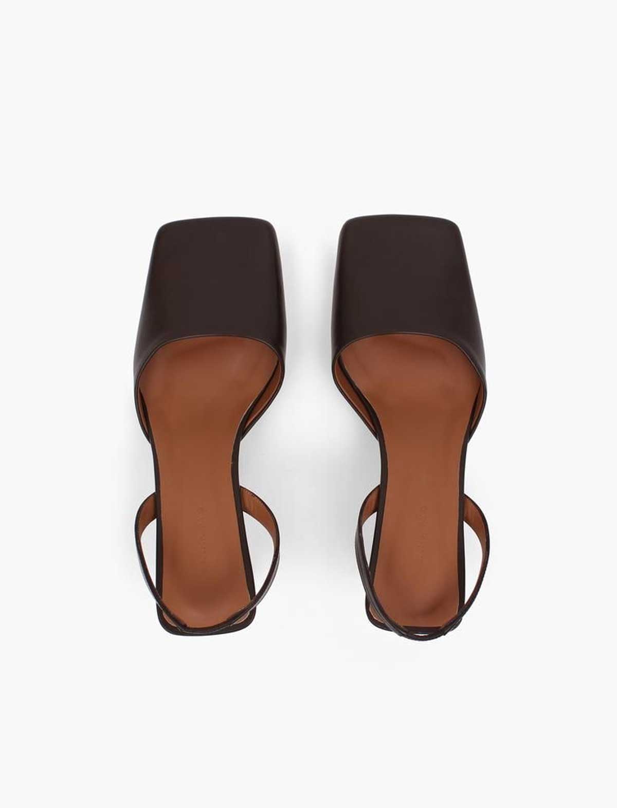 REJINA PYO Luna Slingback Heels in Leather Dark Brown