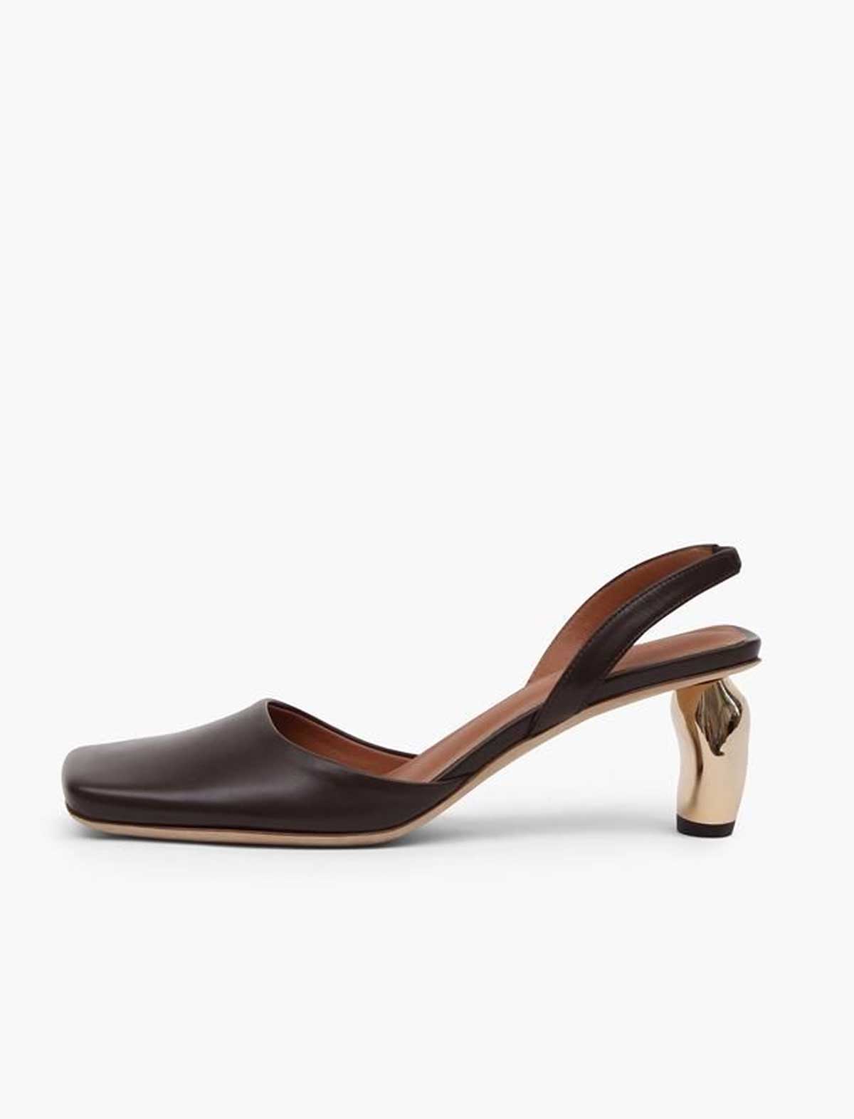 REJINA PYO Luna Slingback Heels in Leather Dark Brown
